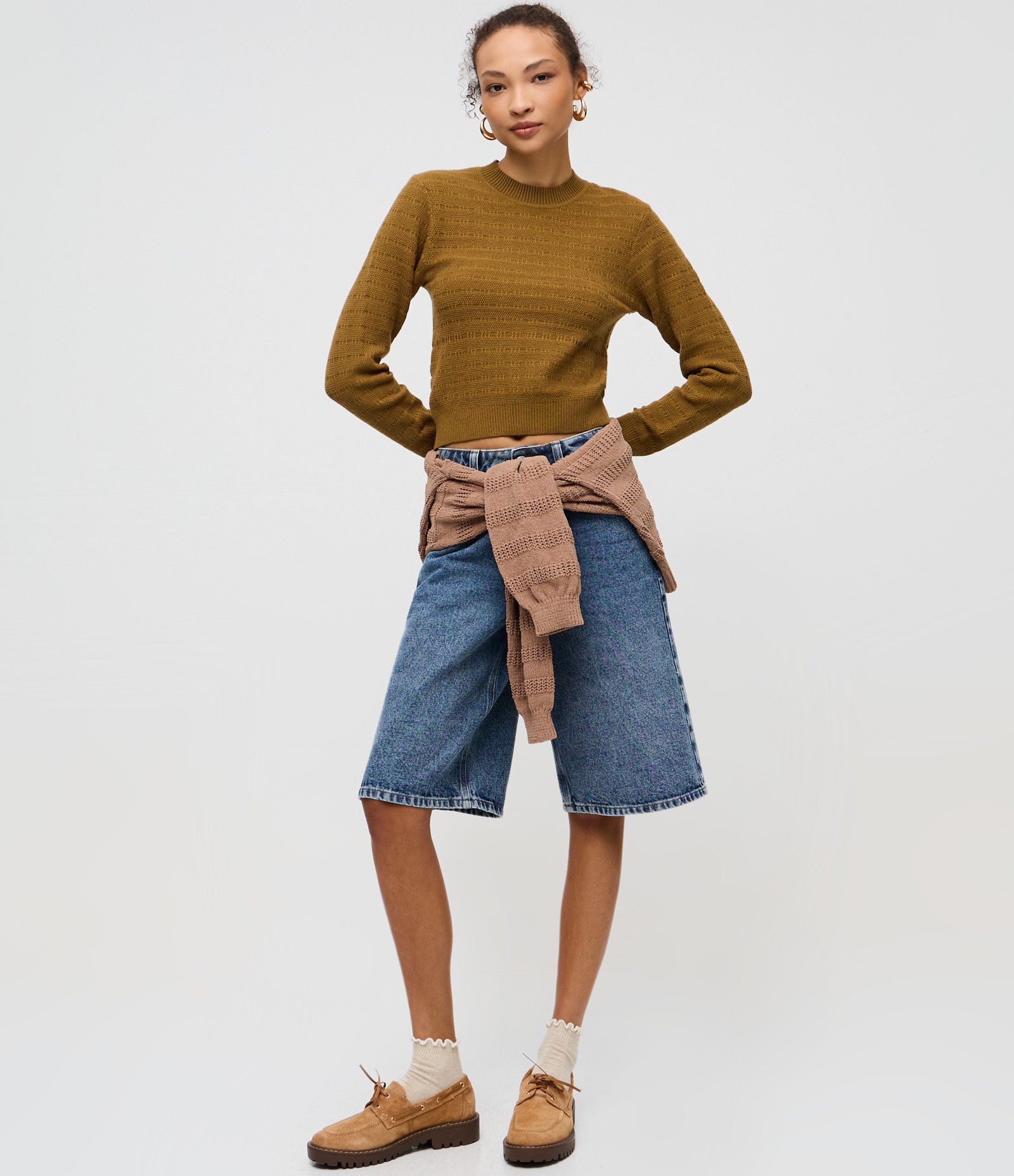 Suéter em Tricô Texturizado com Golinha Marrom 2