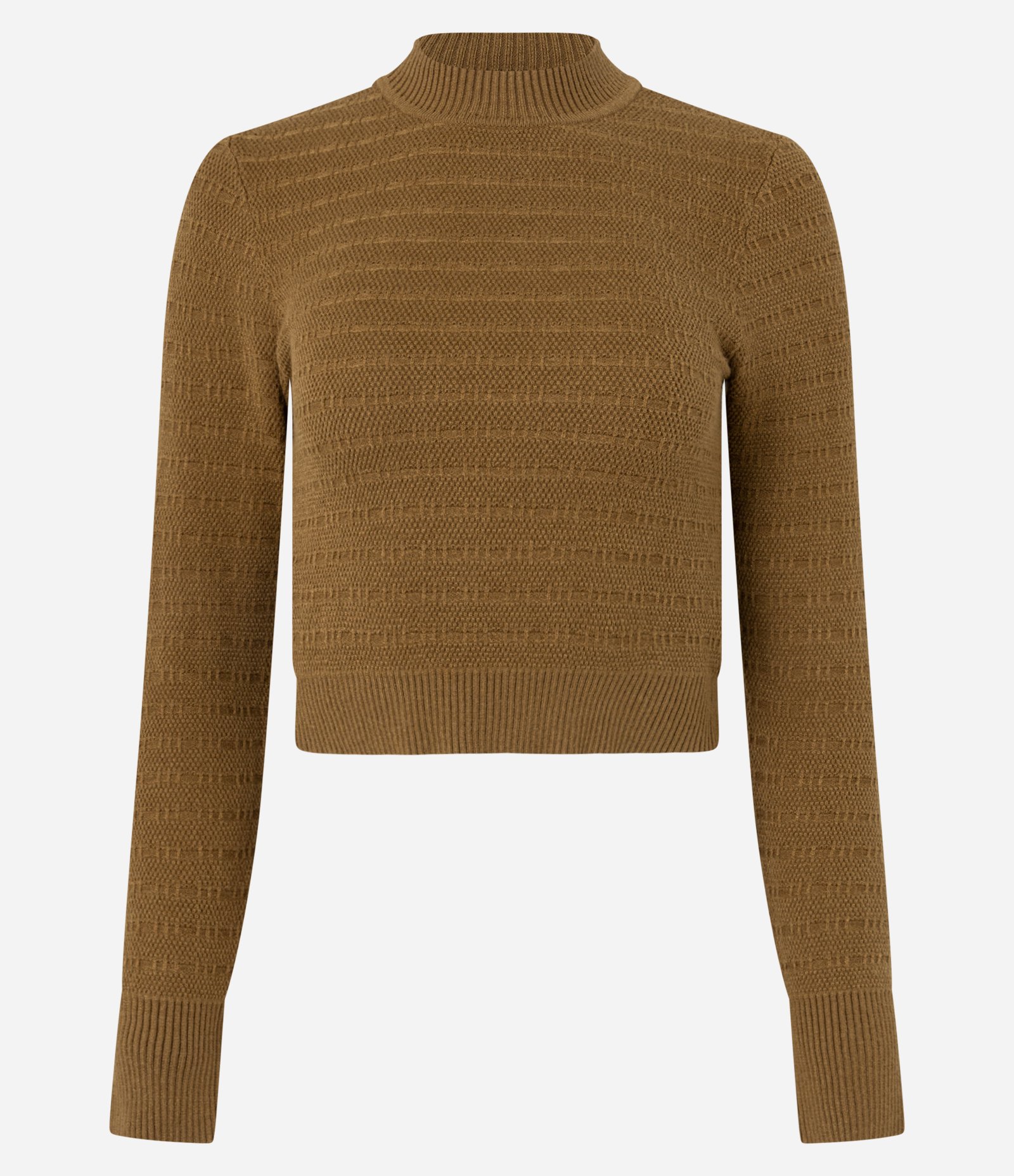 Suéter em Tricô Texturizado com Golinha Marrom 4