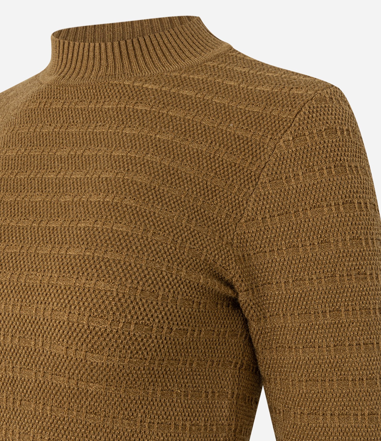 Suéter em Tricô Texturizado com Golinha Marrom 5