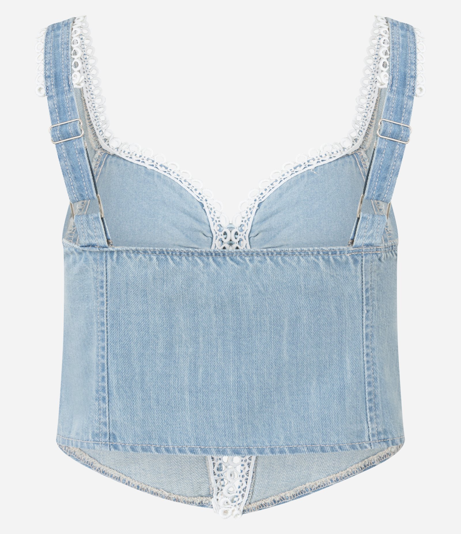 Blusa Cropped em Jeans com Botões Forrados no Busto Claro 7