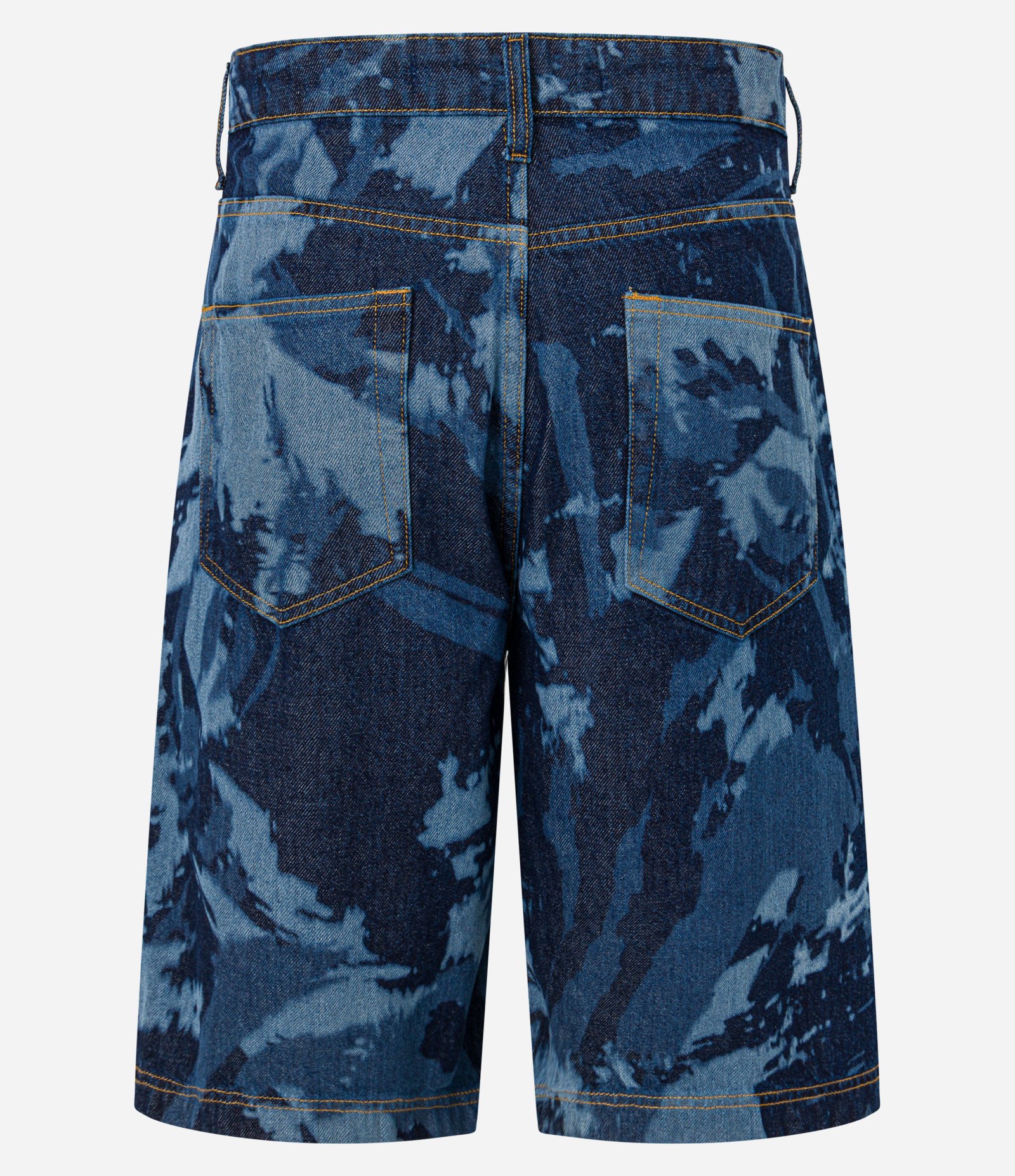 Bermuda Baggy Relaxed em Jeans com Estampa Manchada Azul 6