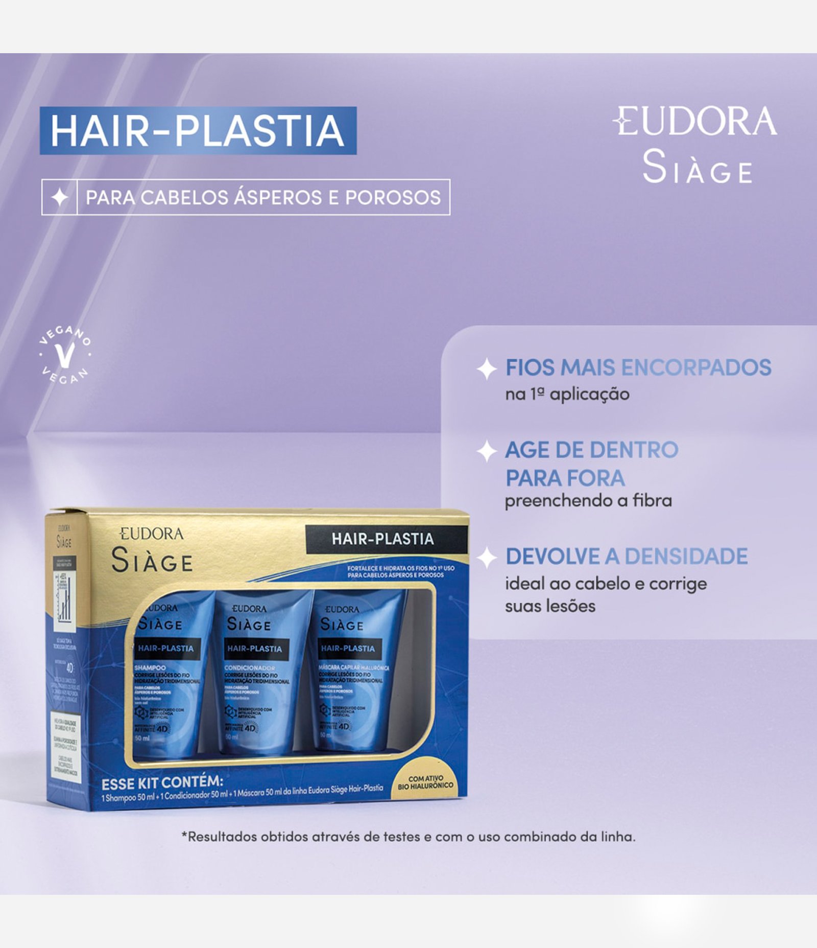 Kit Shampoo + Condicionador + Mascara Hair Plastia Mini Eudora Siage KIT 4