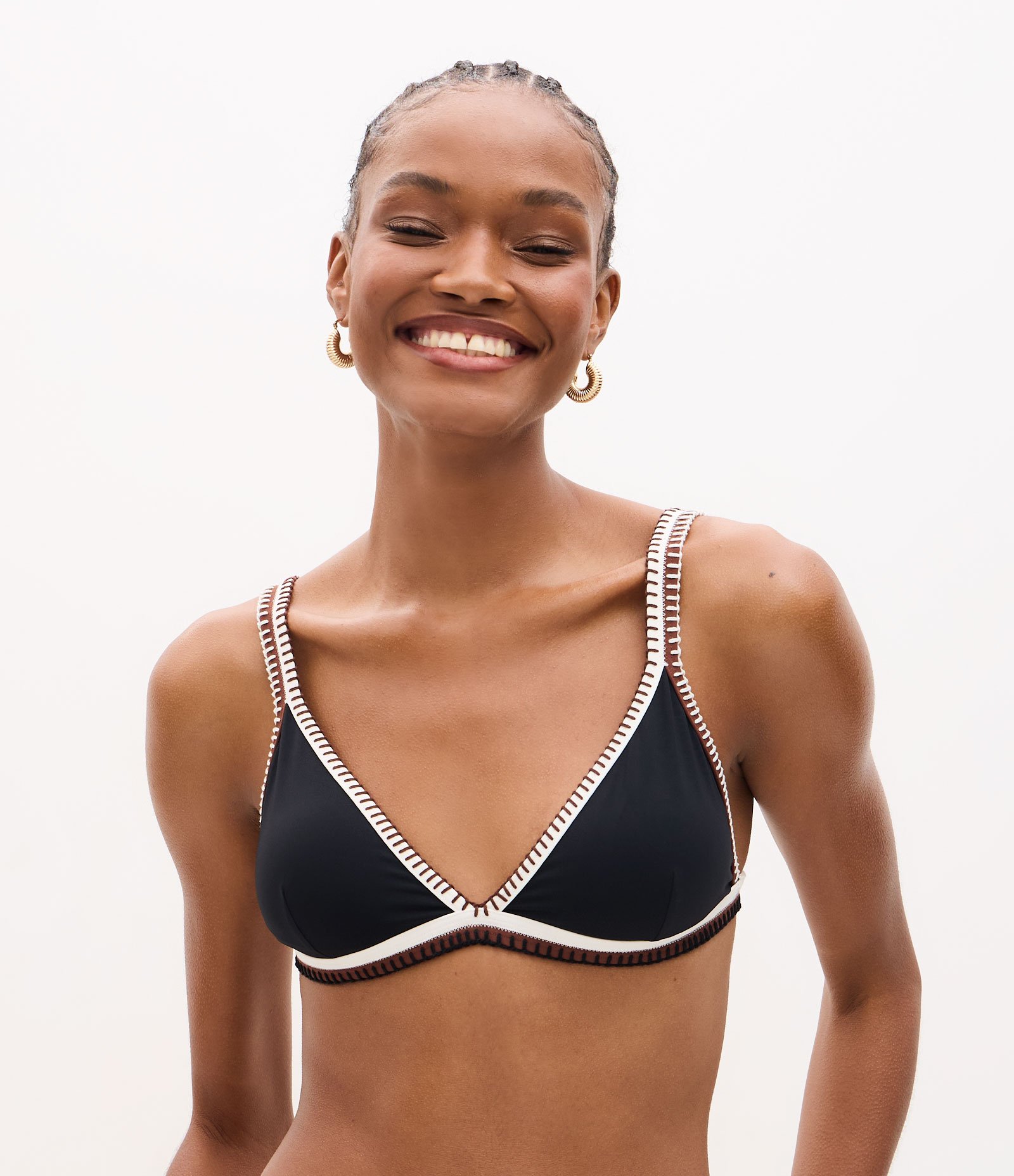 Biquíni Top Triangulo em Poliamida com Detalhamento nas Alças Preto 1