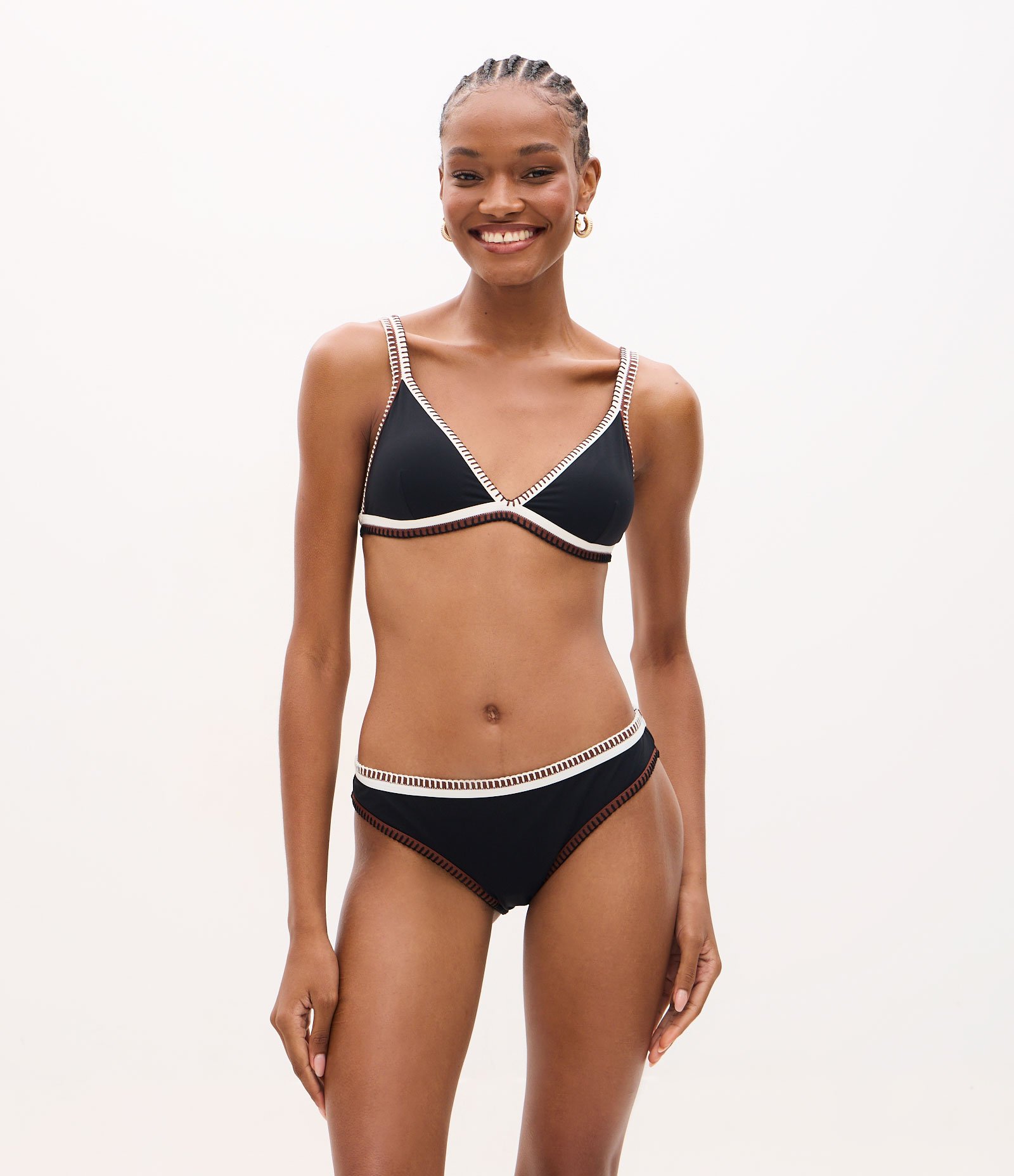 Biquíni Top Triangulo em Poliamida com Detalhamento nas Alças Preto 2