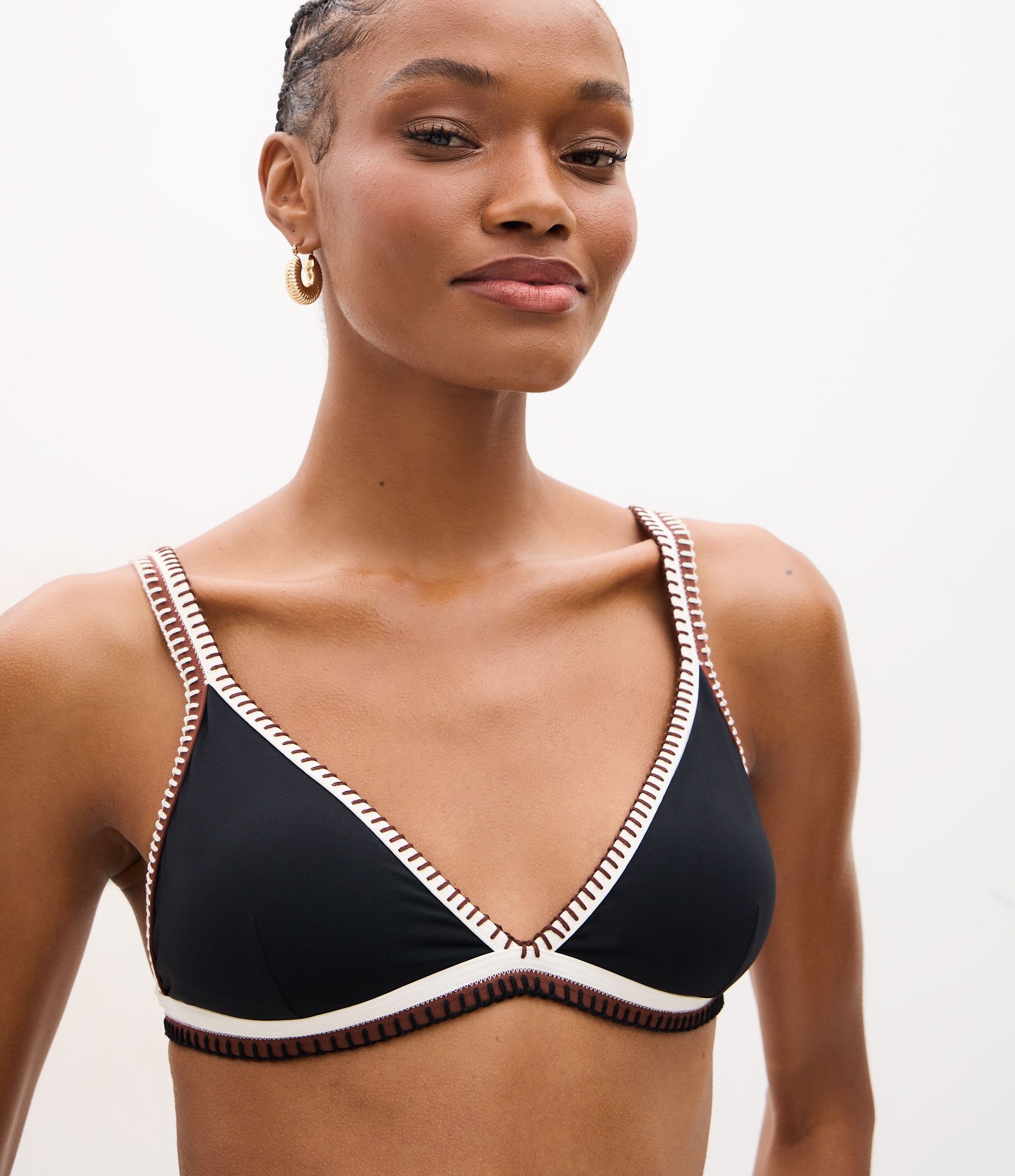 Biquíni Top Triangulo em Poliamida com Detalhamento nas Alças Preto 3