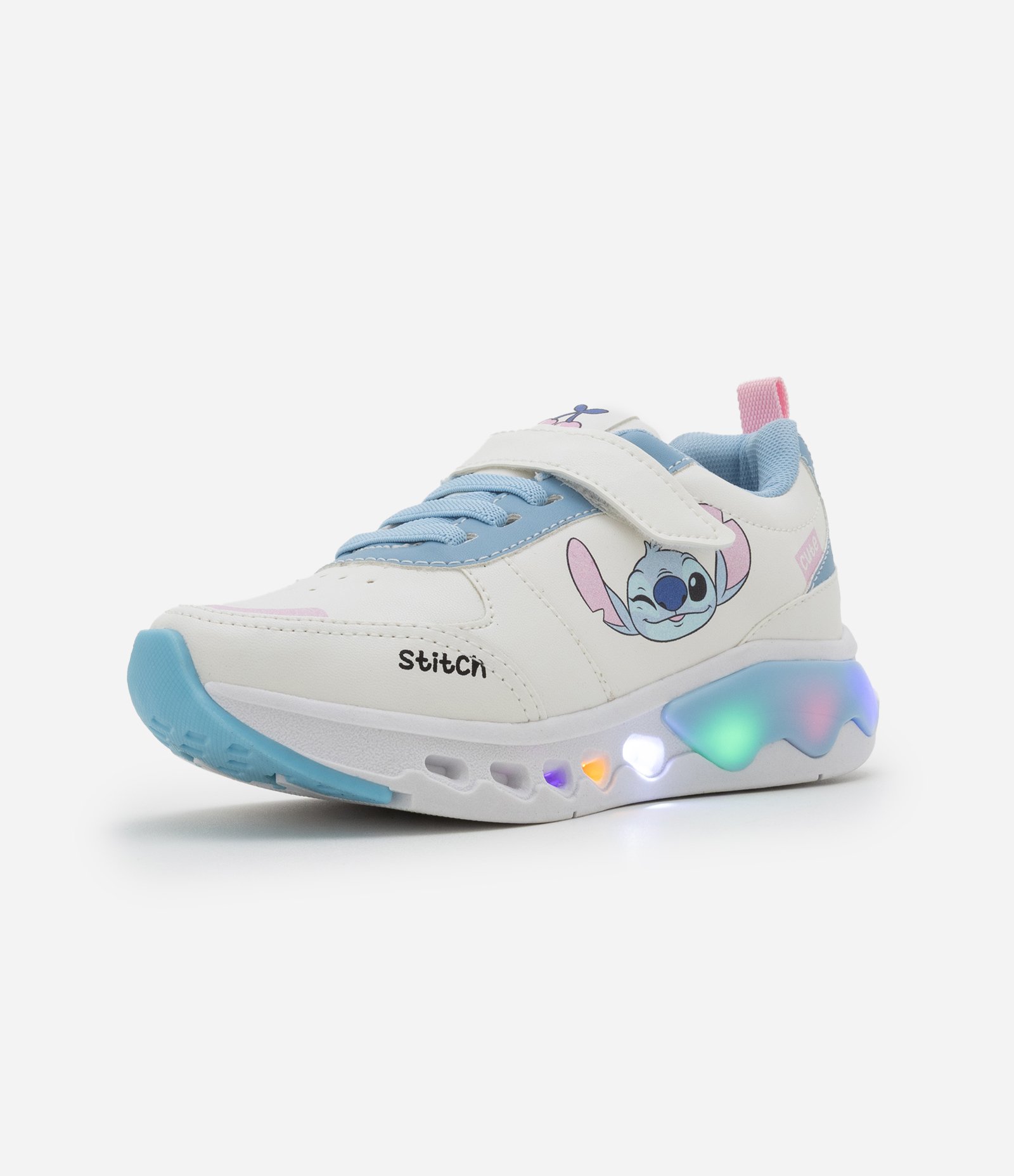 Tênis Infantil em PU com Sola Led Stitch - Tam 28 ao 34 Branco/Azul 1