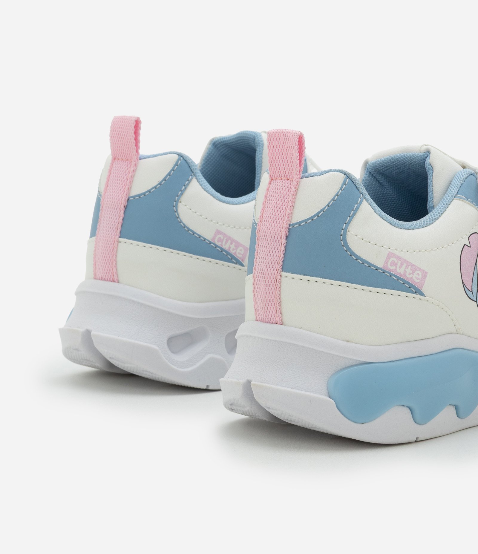 Tênis Infantil em PU com Sola Led Stitch - Tam 28 ao 34 Branco/Azul 3