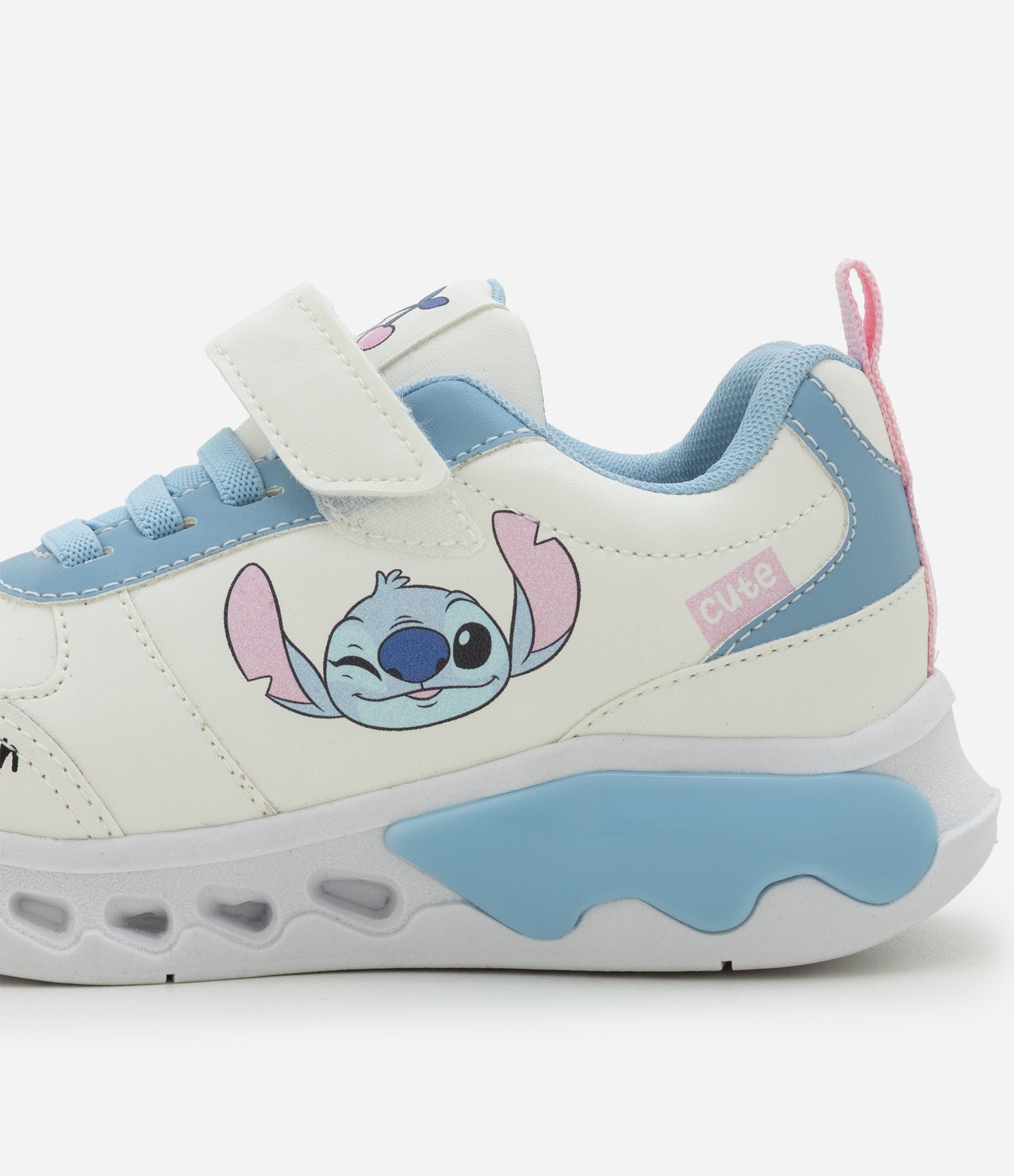 Tênis Infantil em PU com Sola Led Stitch - Tam 28 ao 34 Branco/Azul 4