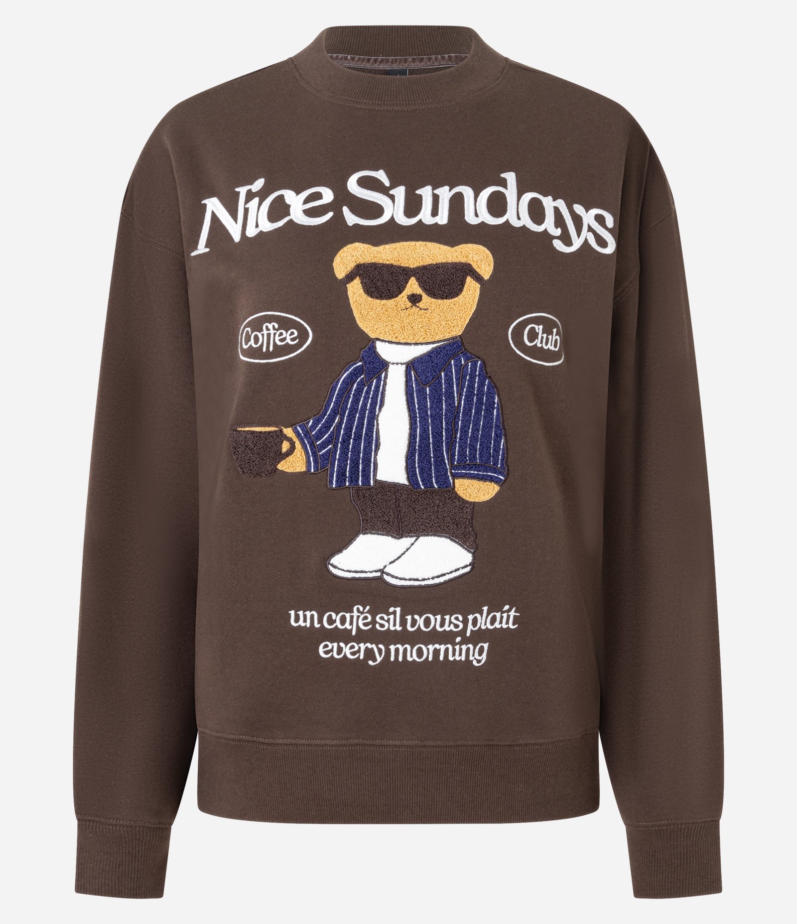 Blusão Moletom com Felpa Estampado Urso Nice Sundays Marrom 3