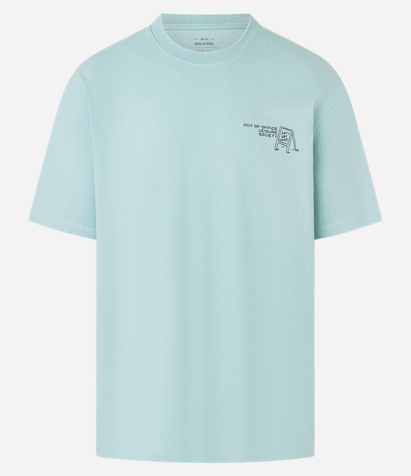 Camiseta Relaxed em Algodão com Estampa de Praia e Lettering Out Od Office Verde 5