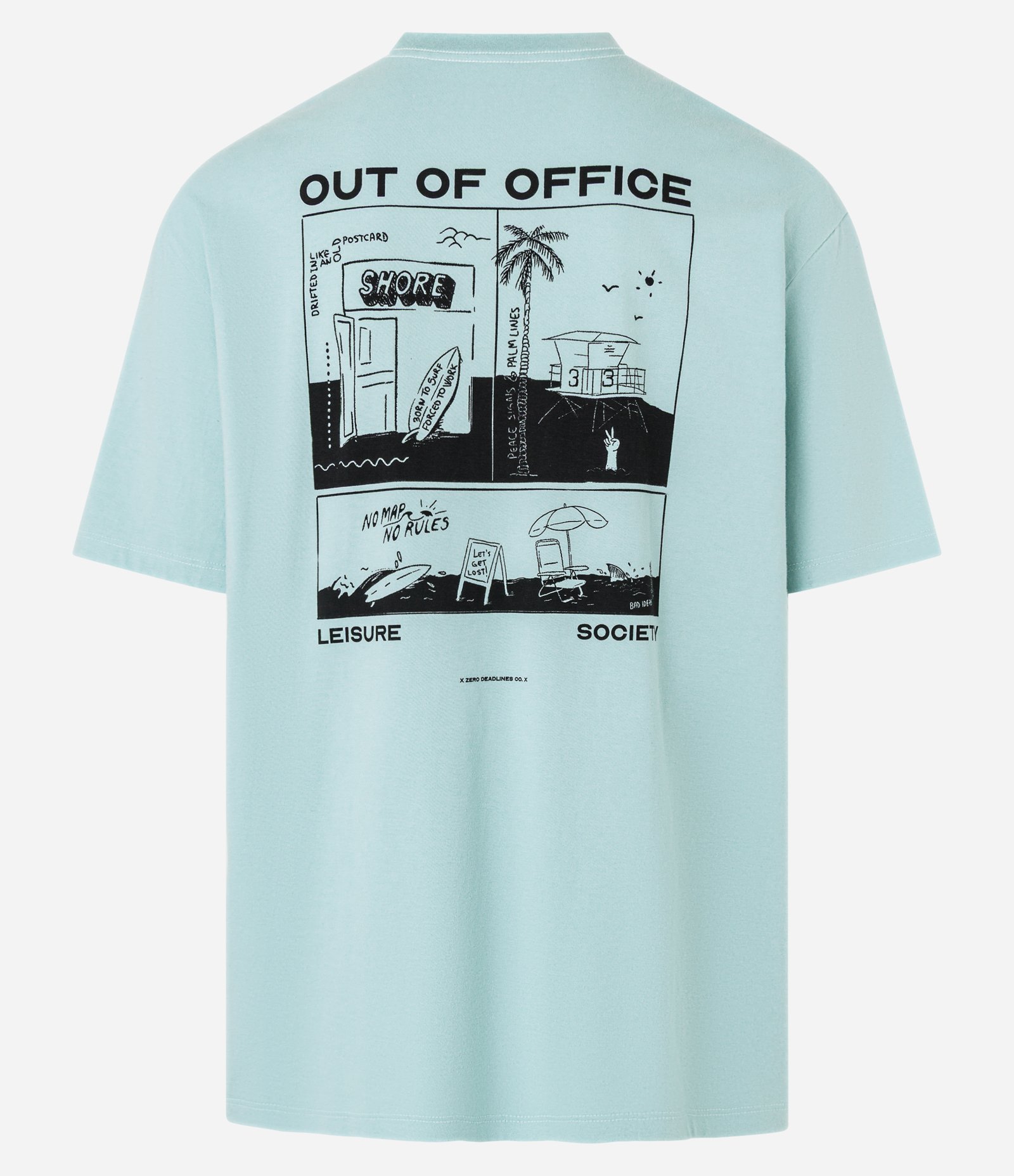 Camiseta Relaxed em Algodão com Estampa de Praia e Lettering Out Od Office Verde 6