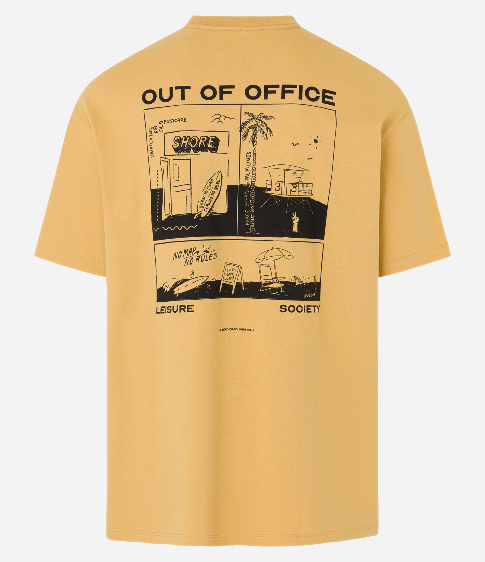 Camiseta Relaxed em Algodão com Estampa de Praia e Lettering Out Od Office Marrom 6