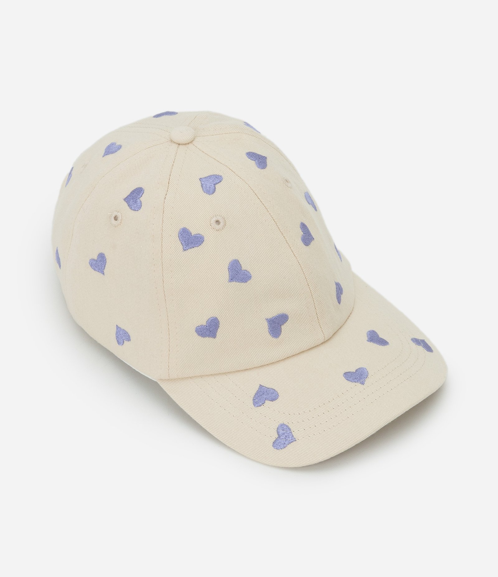 Boné Infantil em Sarja com Bordados de Corações – Tam U Bege 1