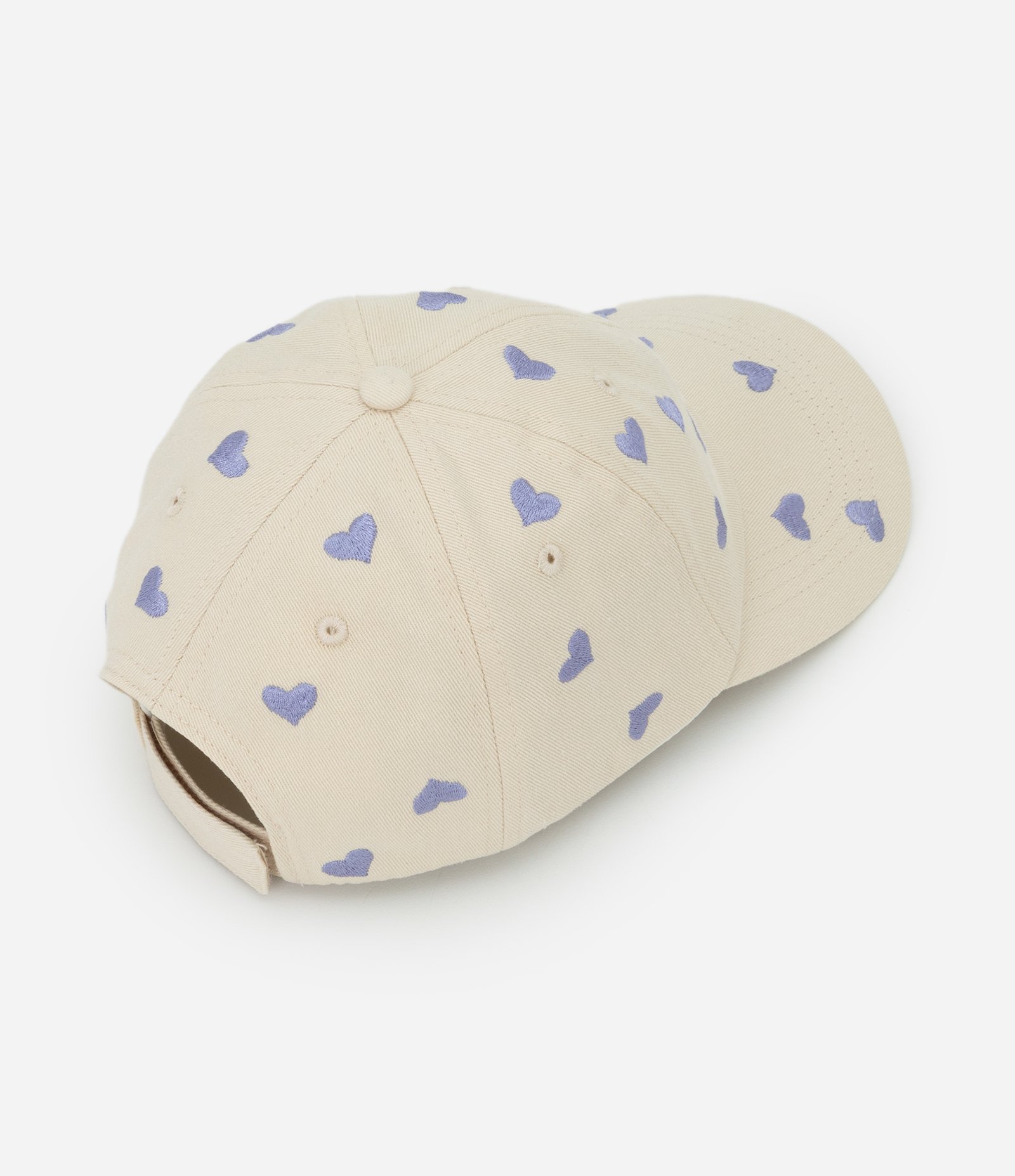 Boné Infantil em Sarja com Bordados de Corações – Tam U Bege 2