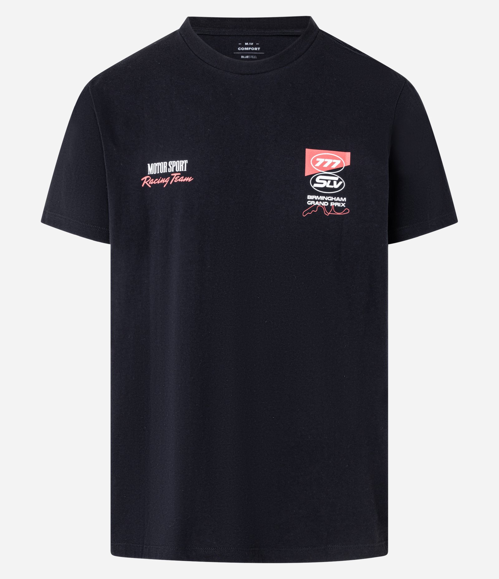 Camiseta Comfort em Algodão com Estampa e Lettering Motor Sport Preto 8