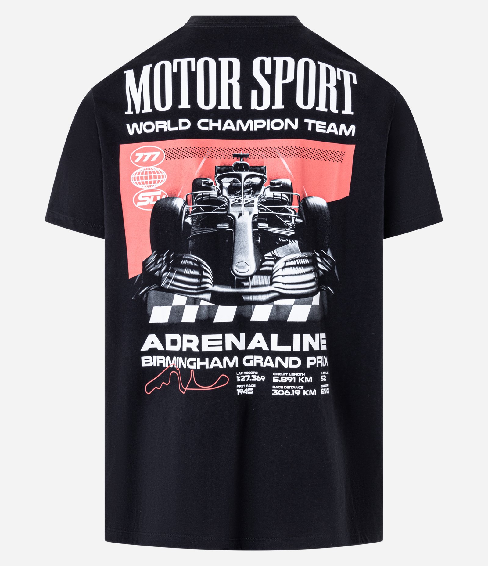 Camiseta Comfort em Algodão com Estampa e Lettering Motor Sport Preto 9