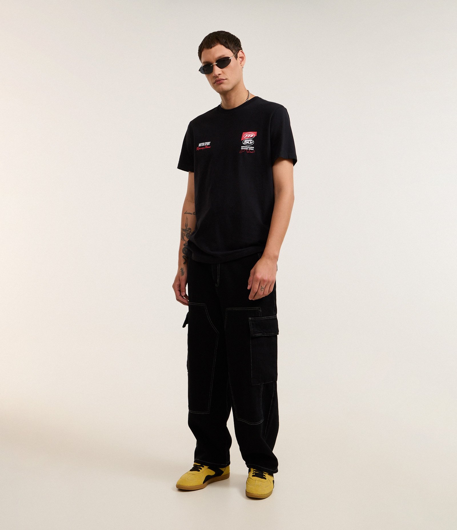 Camiseta Comfort em Algodão com Estampa e Lettering Motor Sport Preto 5