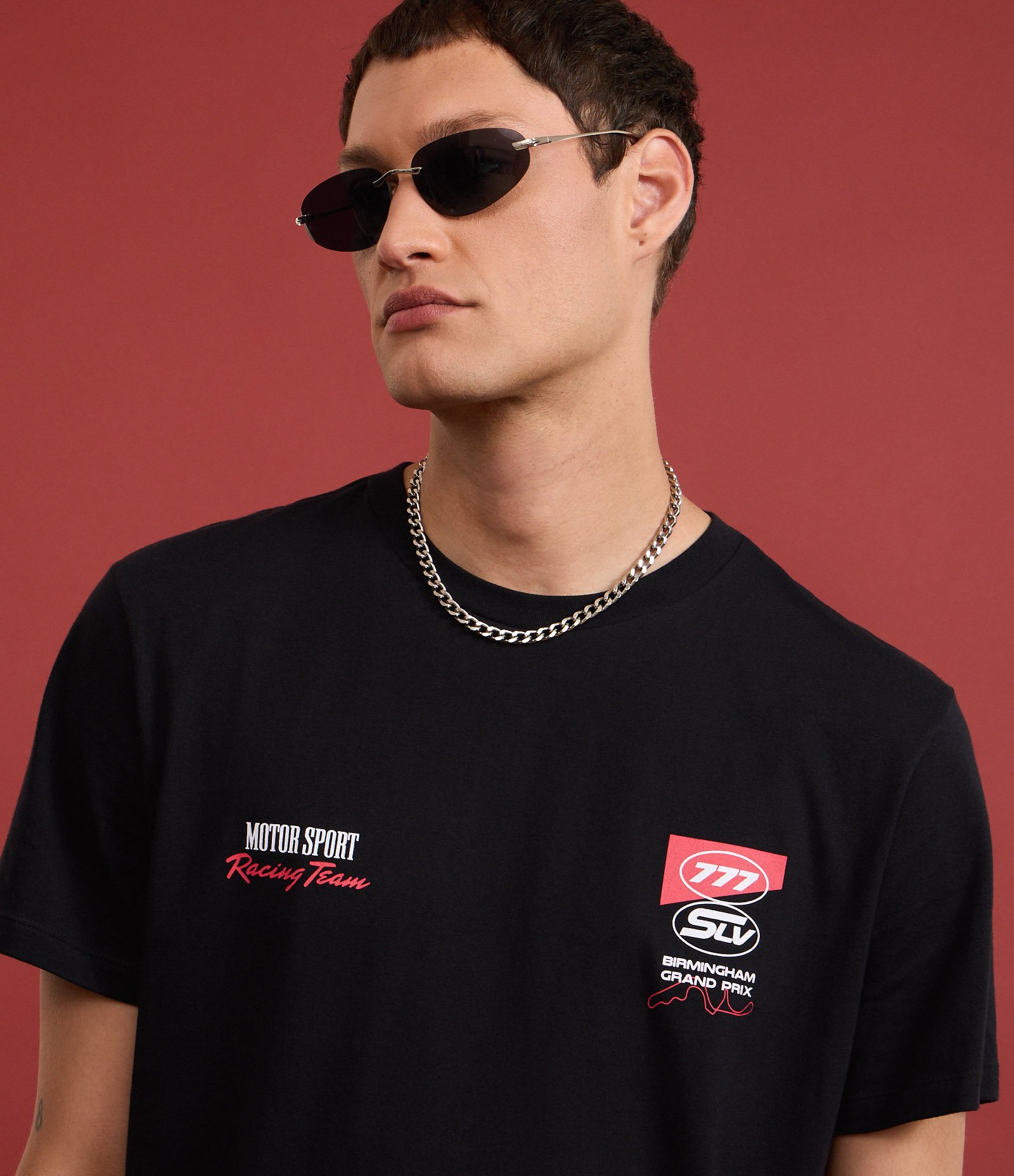 Camiseta Comfort em Algodão com Estampa e Lettering Motor Sport Preto 6