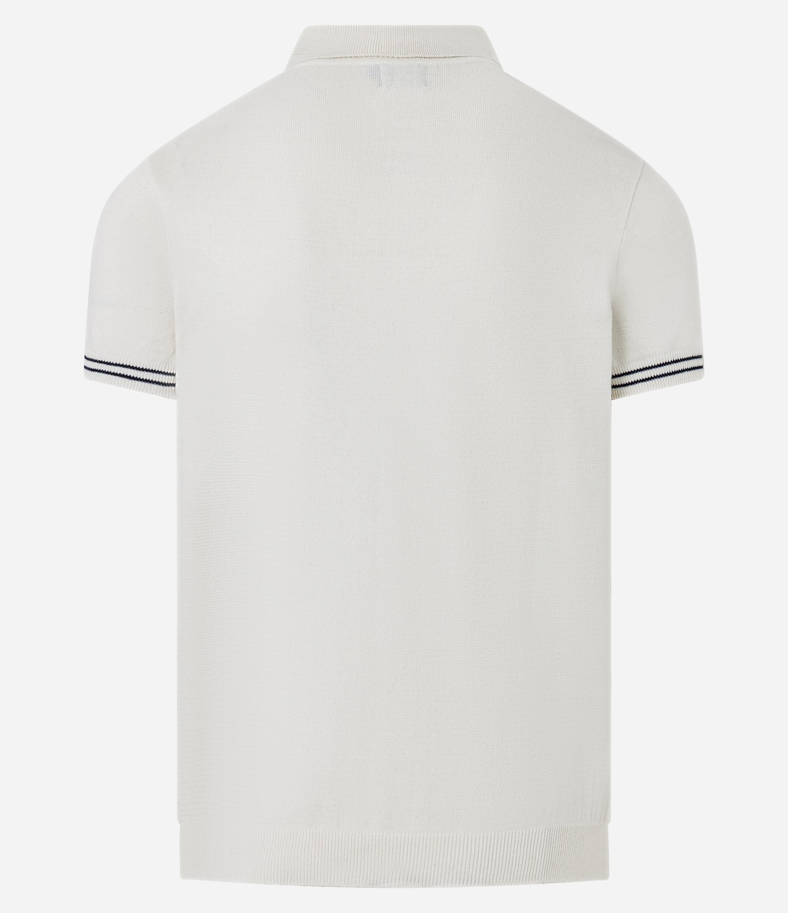 Camisa Polo Slim em Tricô com Listras Contrastantes Branco 7