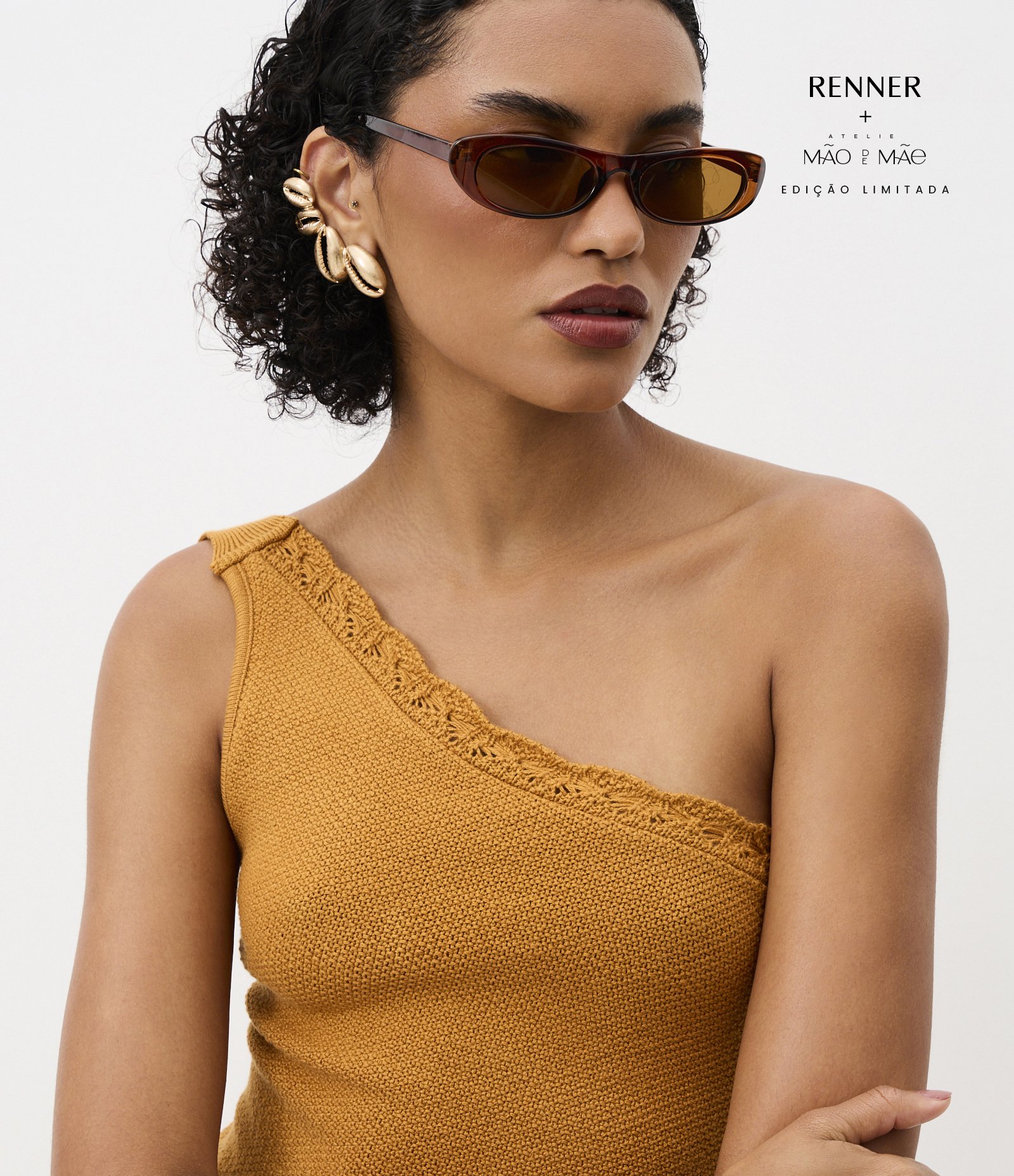 Óculos de Sol Redondo em Policarbonato Marrom 1