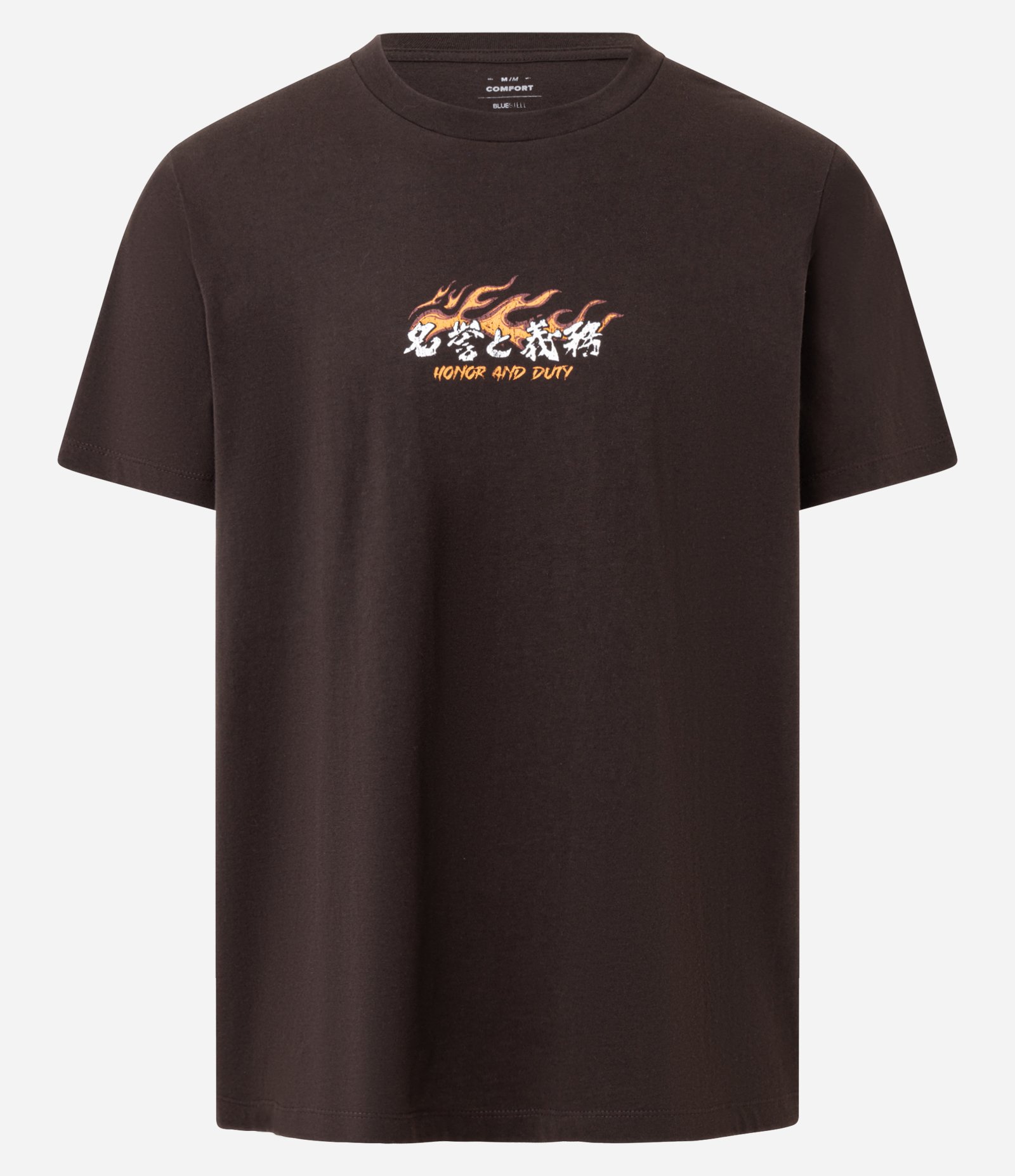 Camiseta em Algodão com Estampa Frente e Costas Honor and Duty Marrom 7