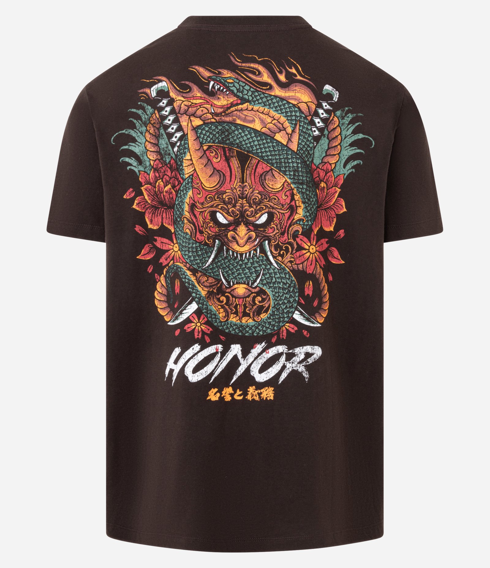 Camiseta em Algodão com Estampa Frente e Costas Honor and Duty Marrom 8