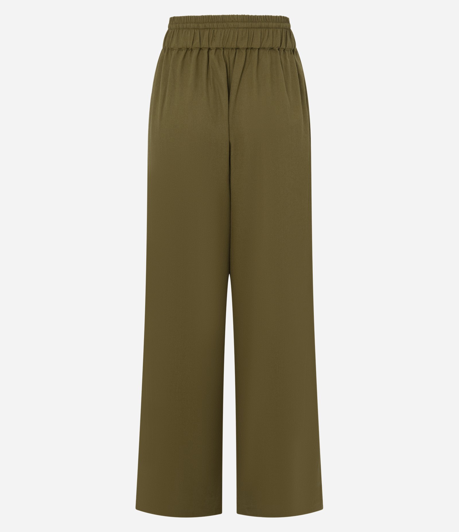 Calça Wide Leg em Viscolinho com Amarração Verde Militar 6