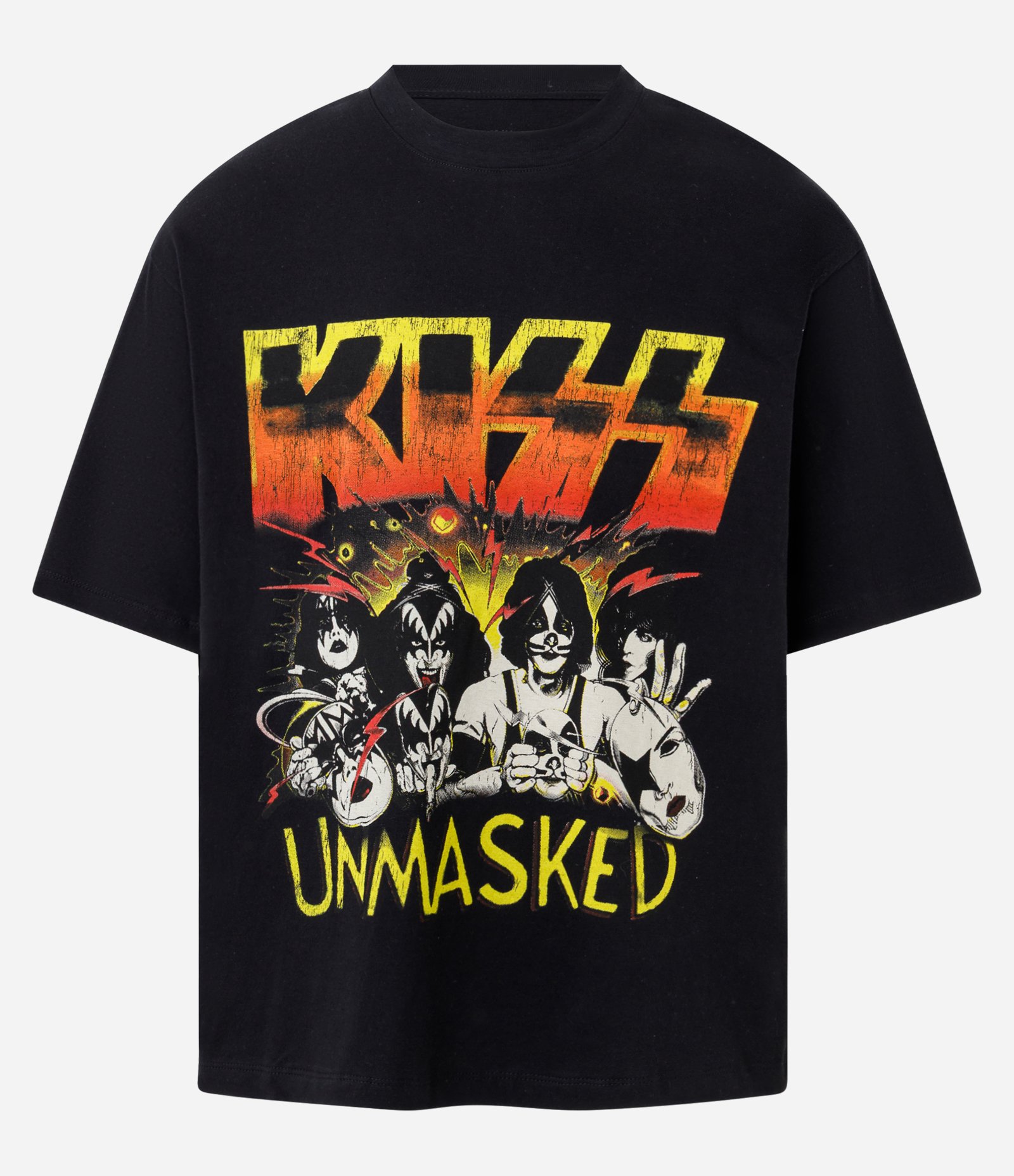 Camiseta Boxy em Algodão com Estampa Kiss Preto 5