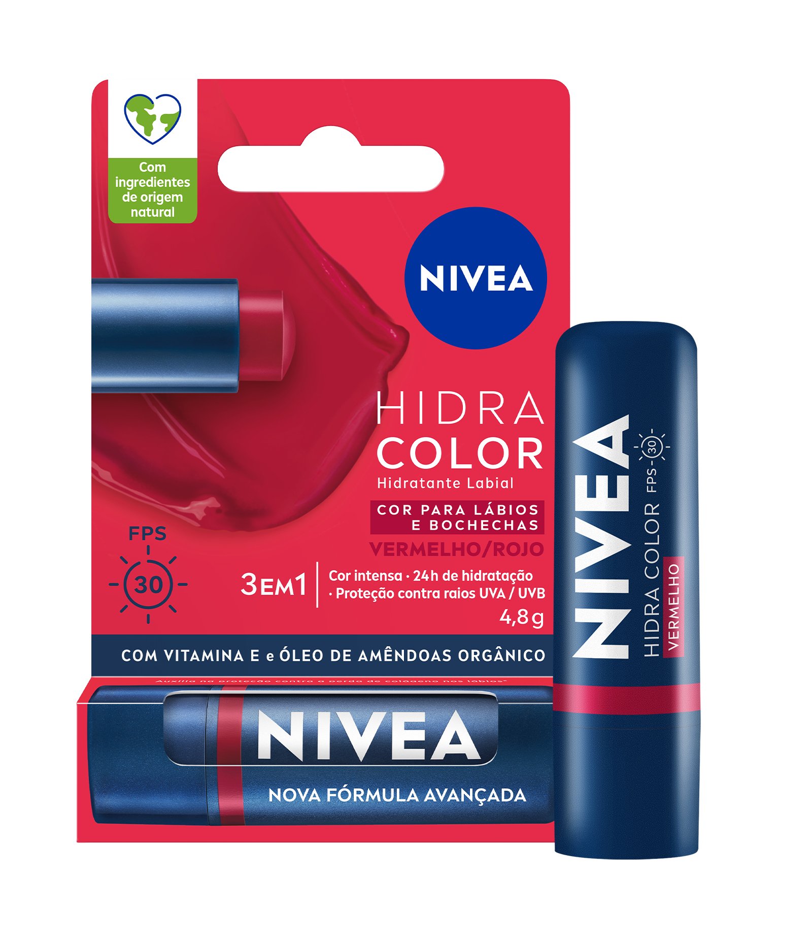 Hidratante Labial Hidra Color FPS30 Nivea Vermelho 2