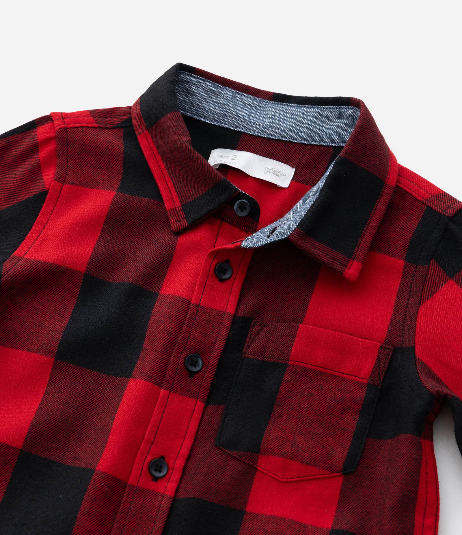 Camisa Manga Longa Xadrez Búfalo - Tam 1 a 6 Anos Vermelho 5