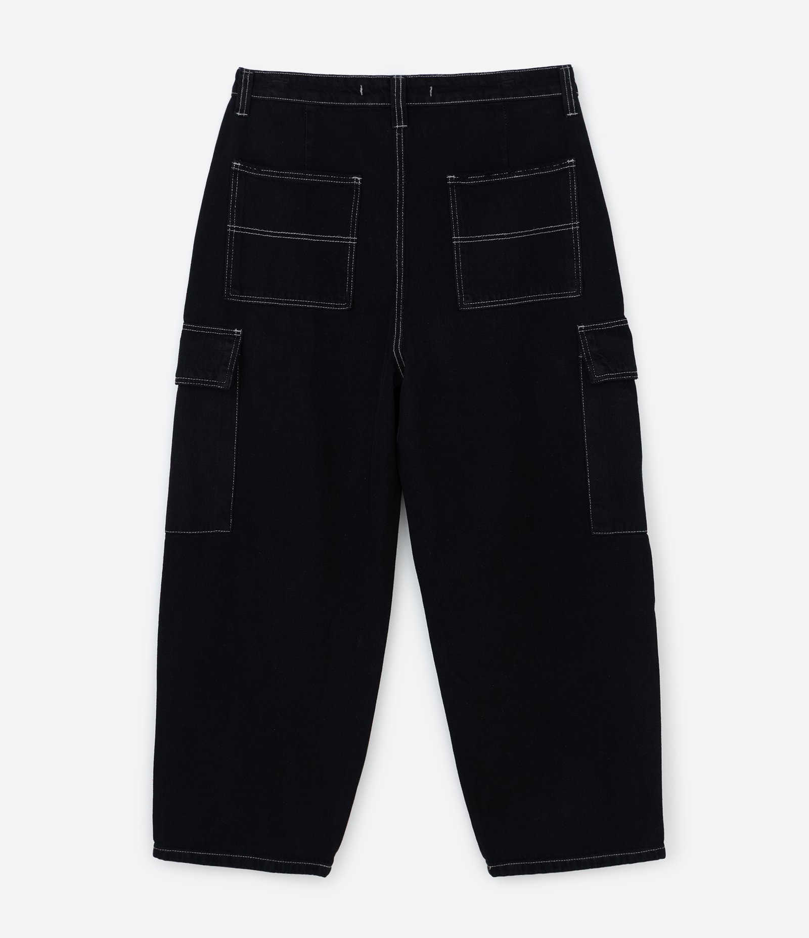 Calça Skater em Jeans com Bolso Cargo e Recortes Preto 2