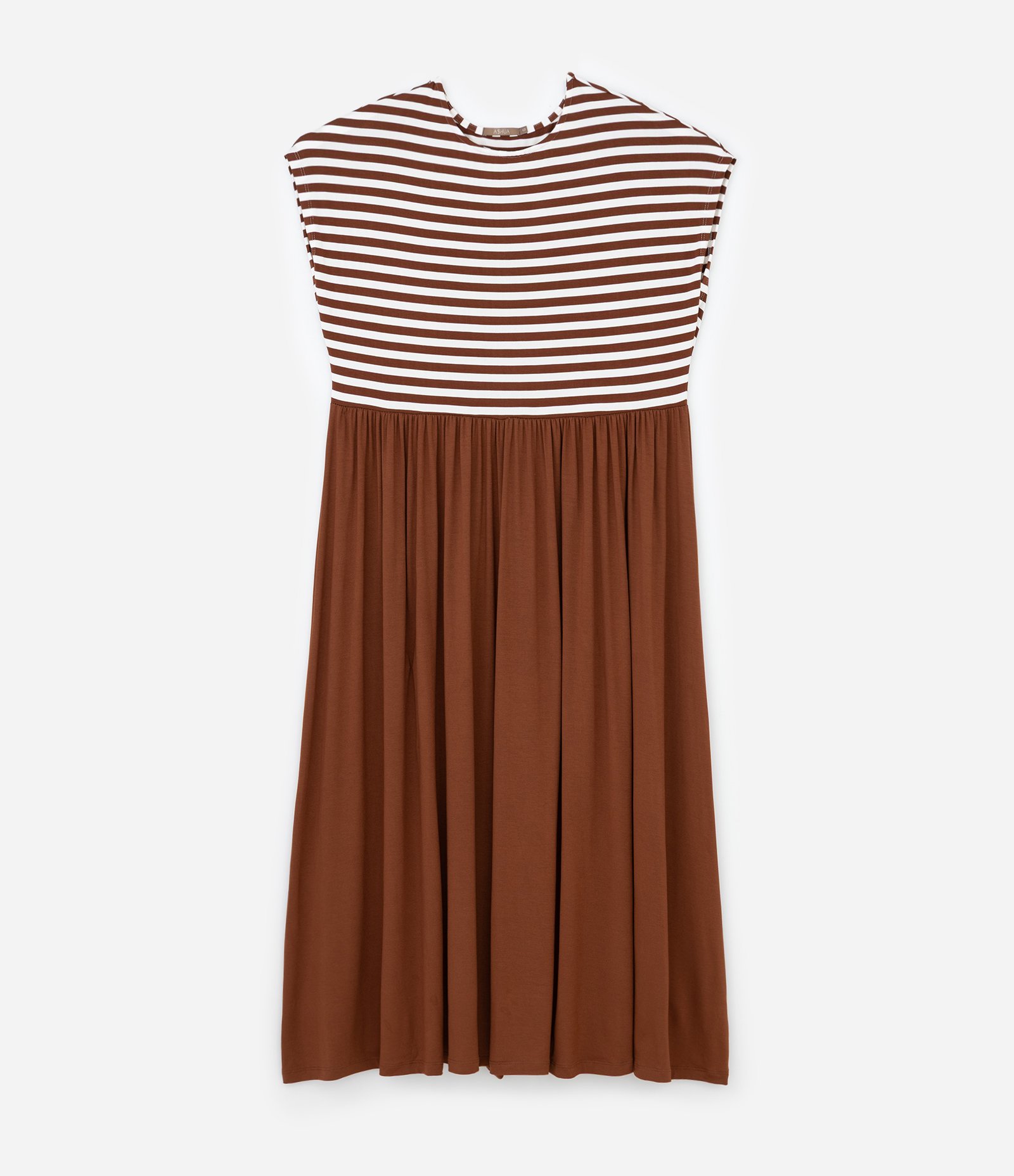 Vestido Midi em Viscolycra Listrado Lisa Curve & Plus Size Marrom 1