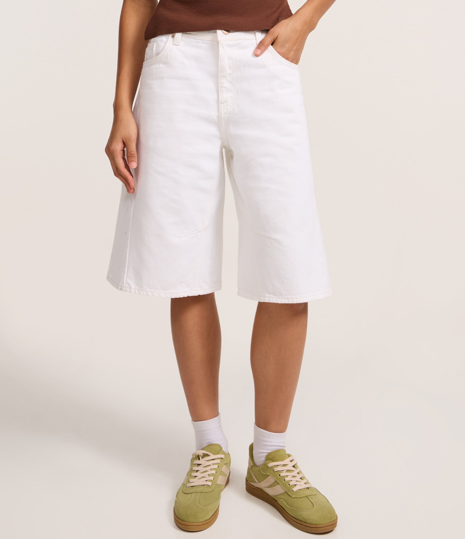 Bermuda Jorts em Sarja com 05 Bolsos Branco Neve 3