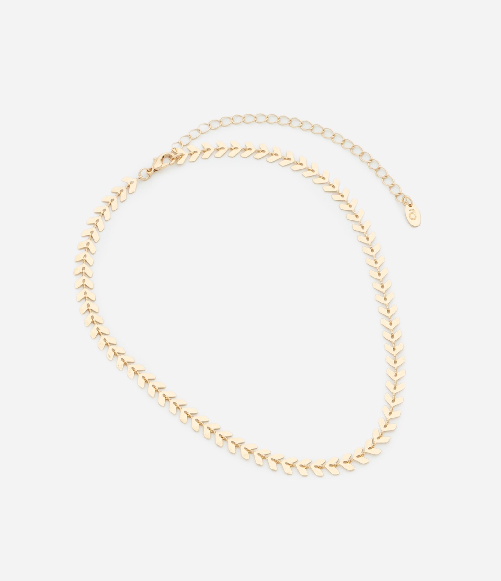 Colar em Metal Liso com Formato de Corrente com Camadas de Mini Folhas Dourado 2