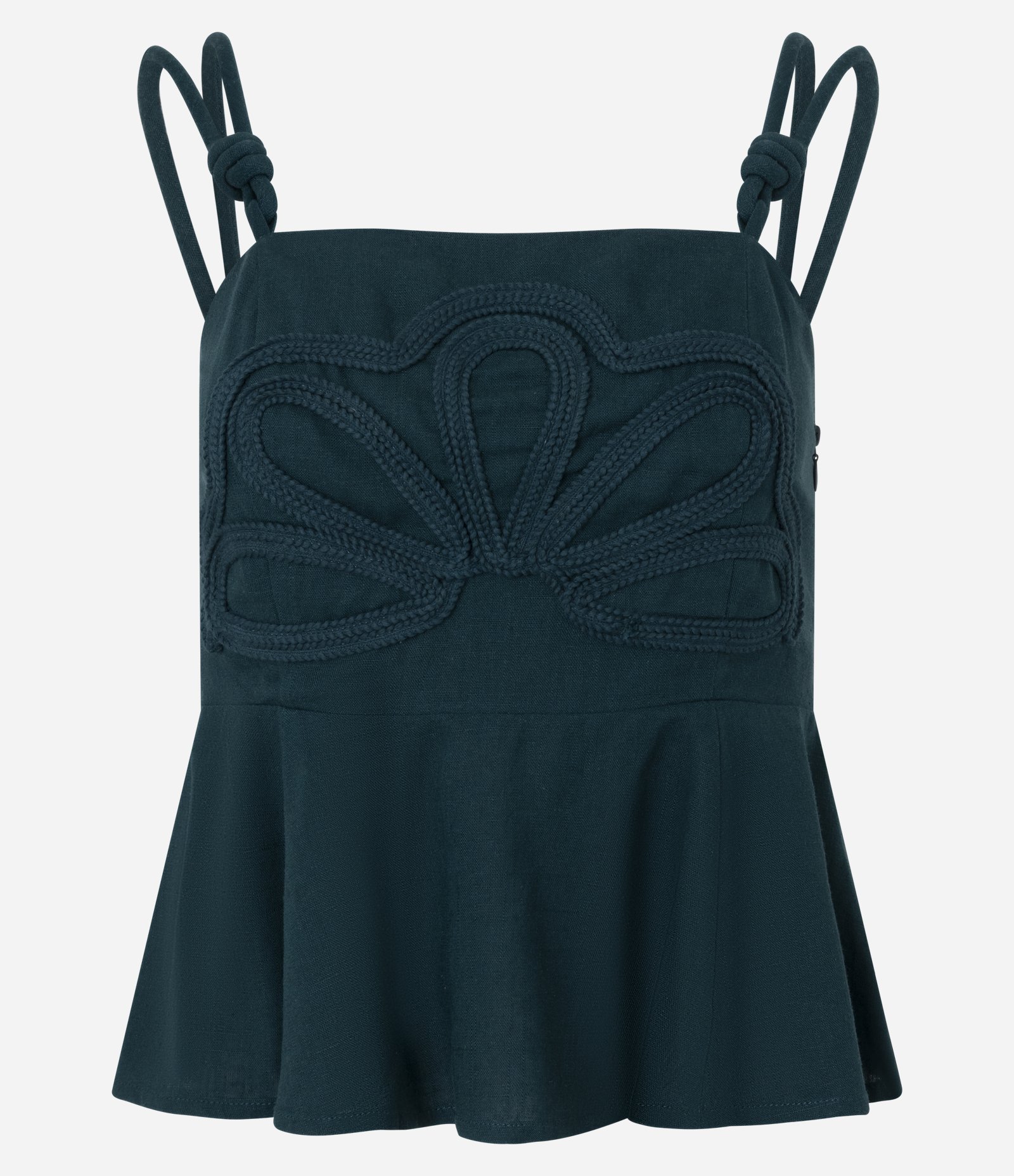 Blusa em Viscolinho com Alça Dupla e Barra Peplum Verde 5