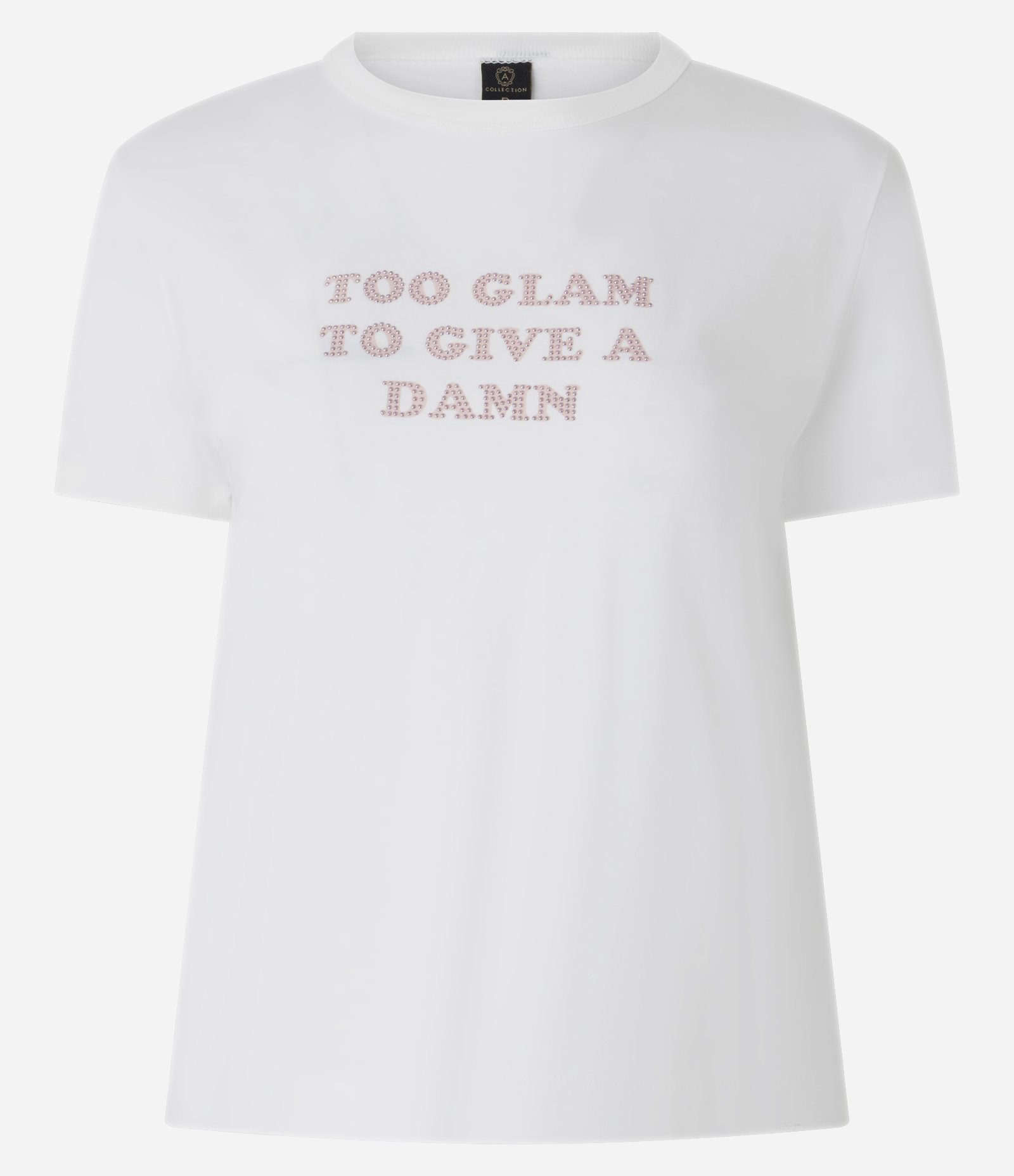 Camiseta em Algodão com Estampa Too Glam em Strass Branco 6
