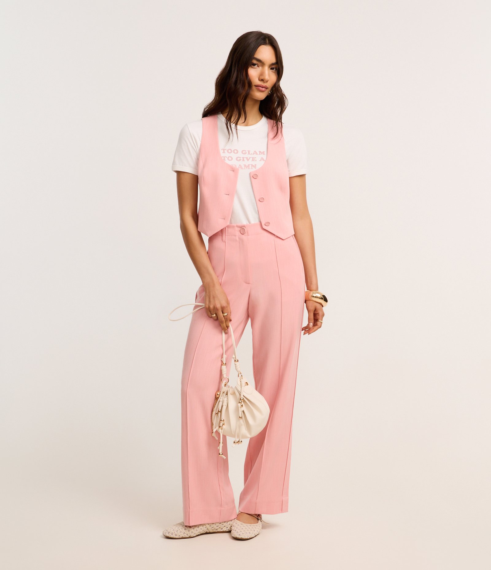 Camiseta em Algodão com Estampa Too Glam em Strass Branco 3