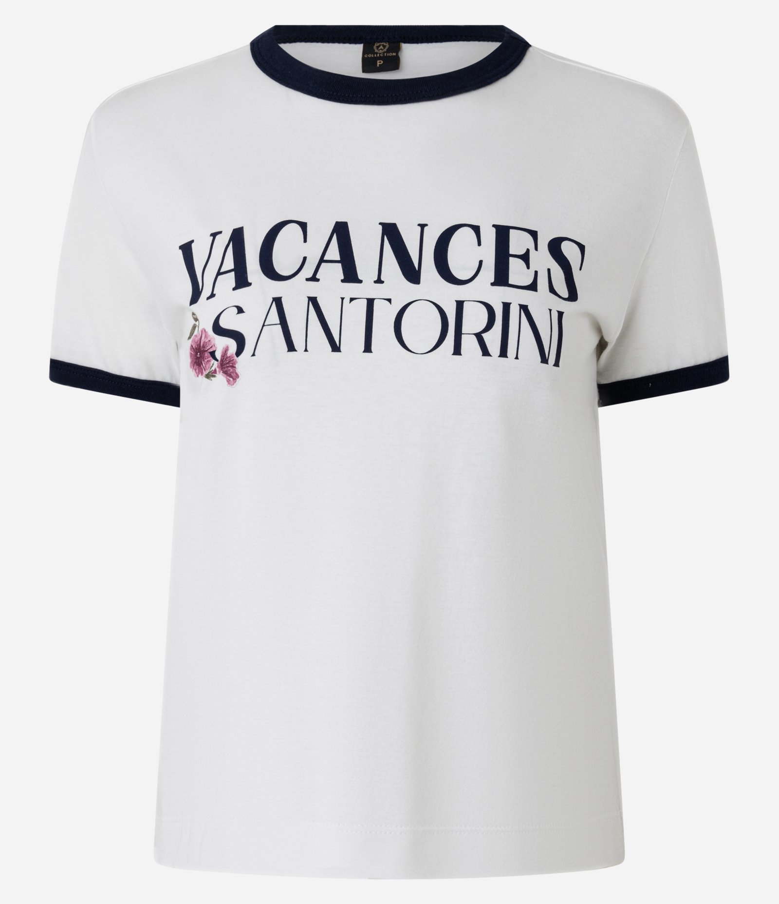 Blusa Baby Look em Algodão com Estampa Vacances Santorini Branco 5