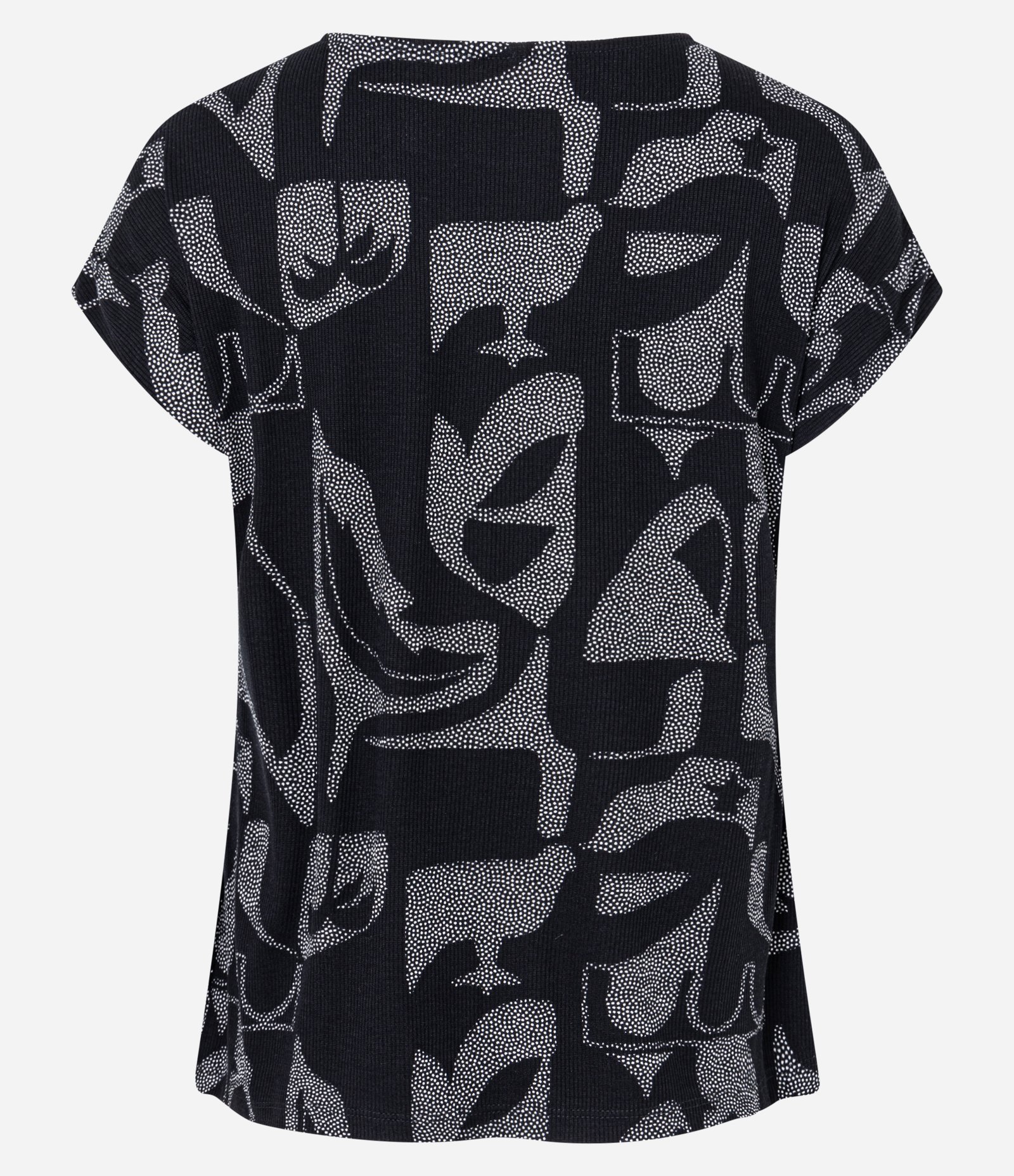 Blusa em Ribana com Estampa Abstrata Preto 7