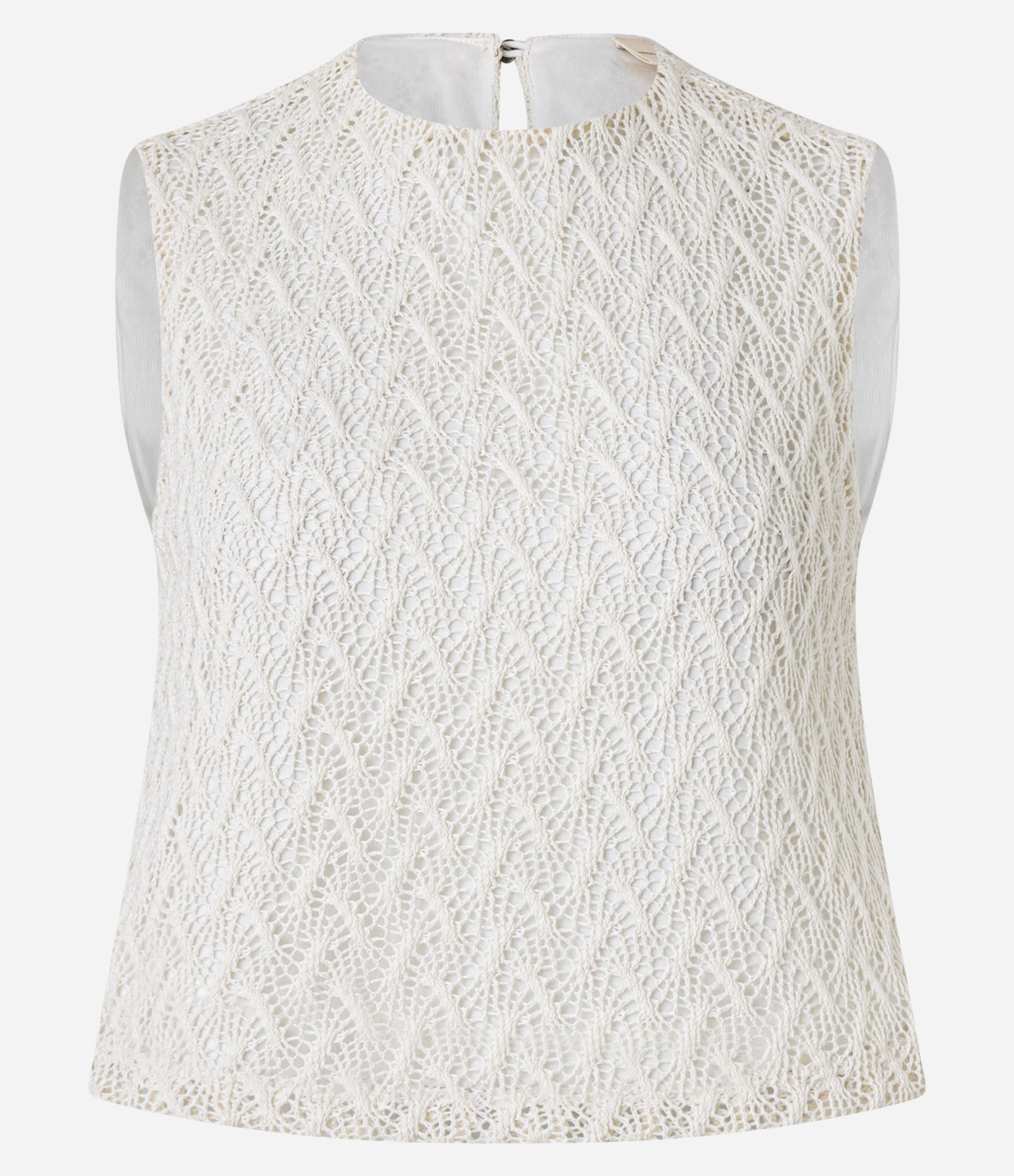 Blusa de Efeito Crochê com Alça Larga Off White 7