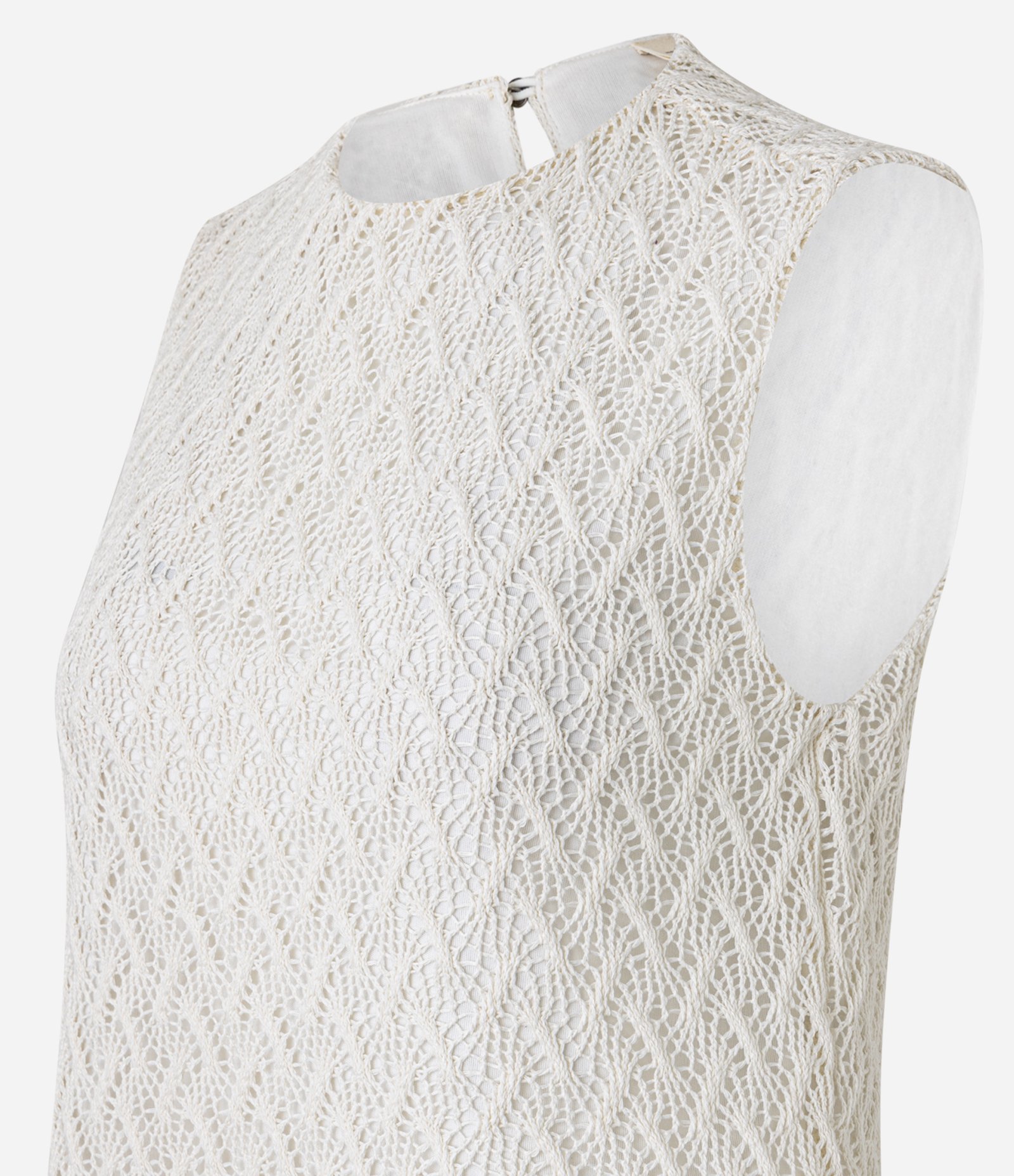 Blusa de Efeito Crochê com Alça Larga Off White 8