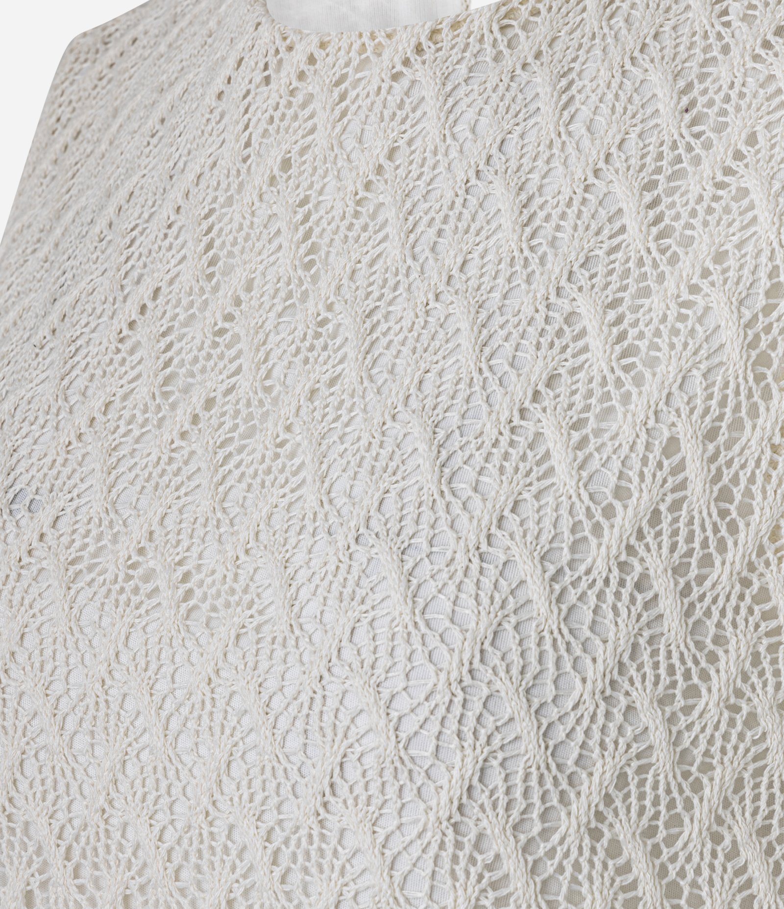 Blusa de Efeito Crochê com Alça Larga Off White 9