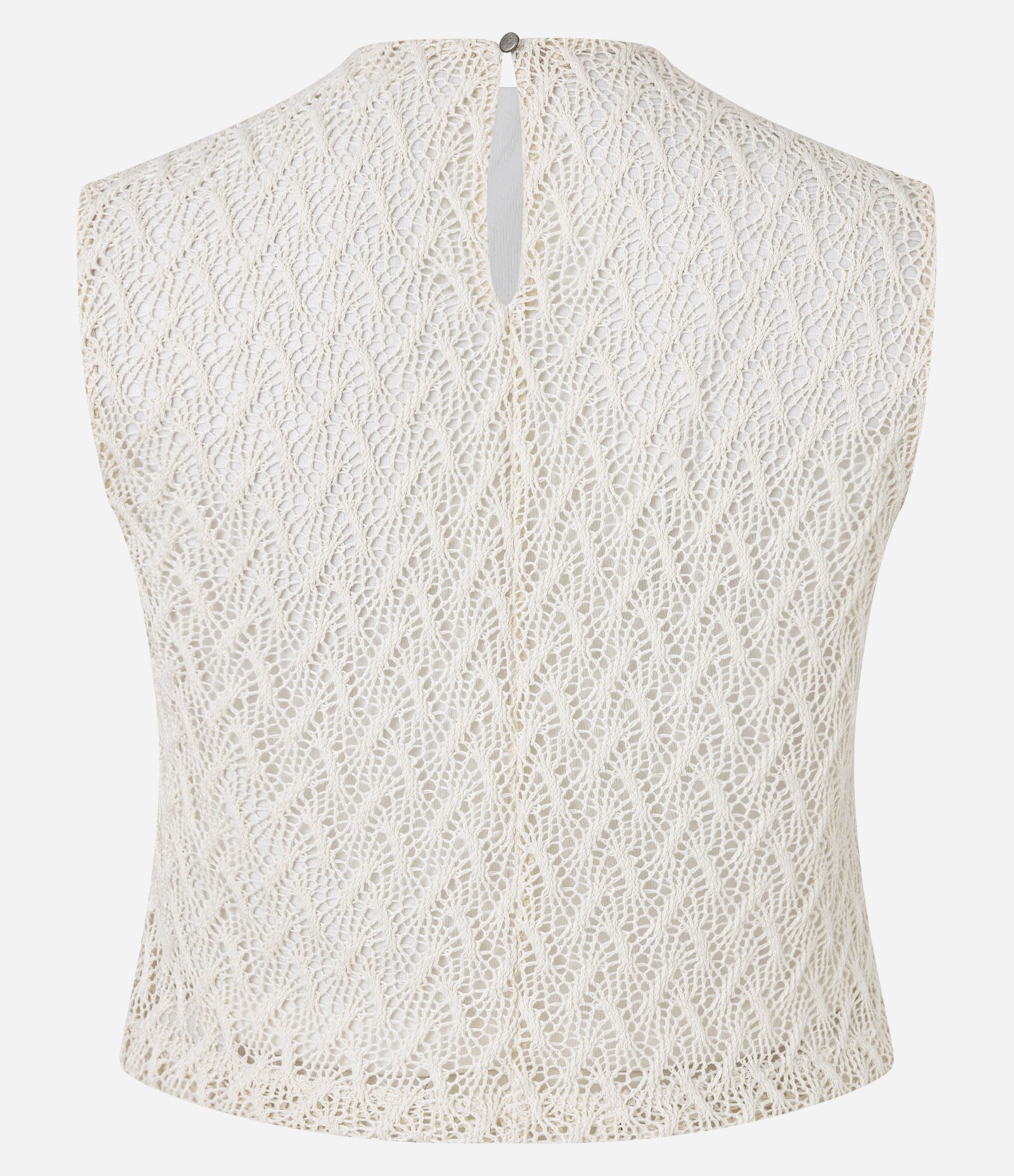 Blusa de Efeito Crochê com Alça Larga Off White 10