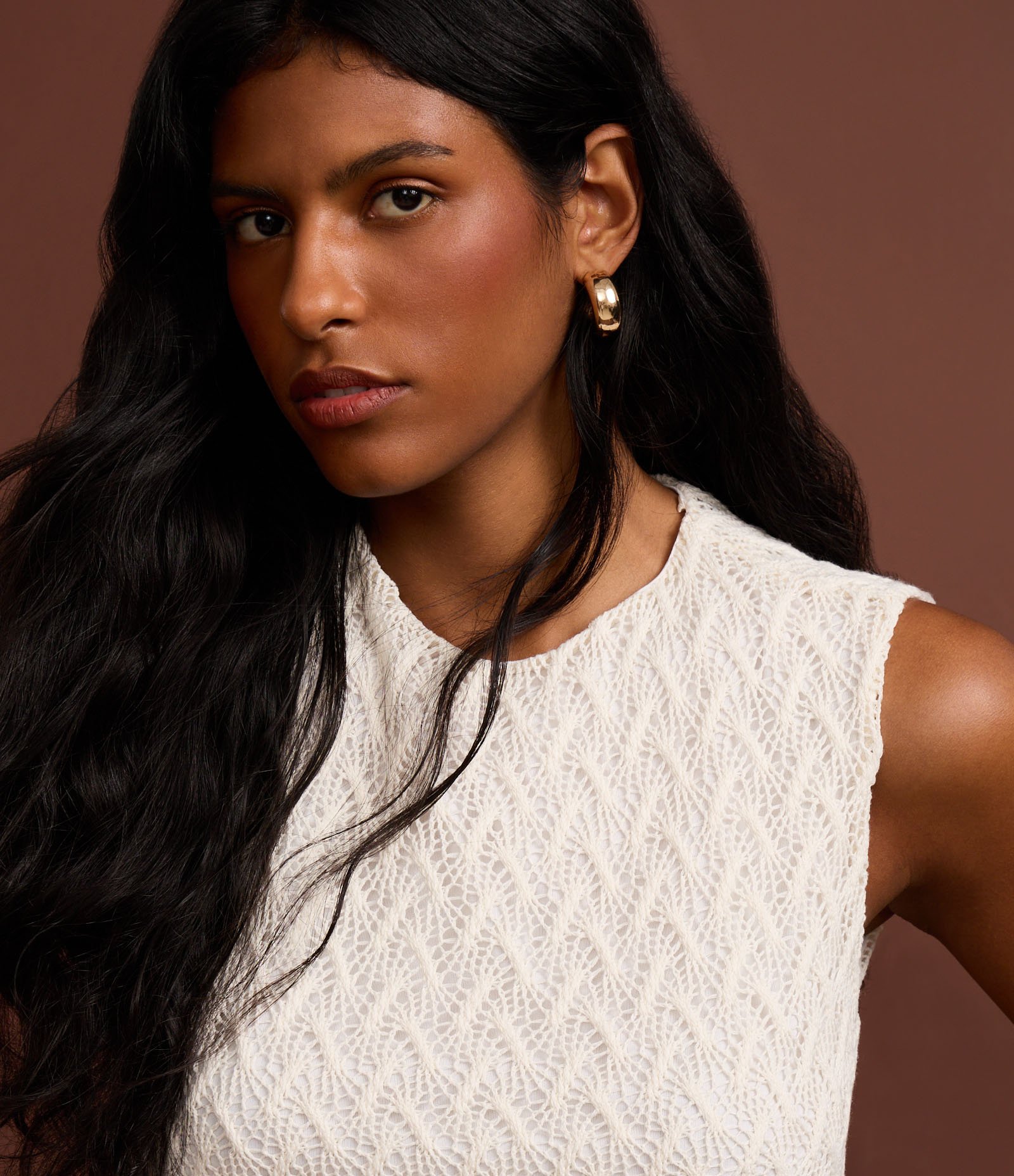 Blusa de Efeito Crochê com Alça Larga Off White 5