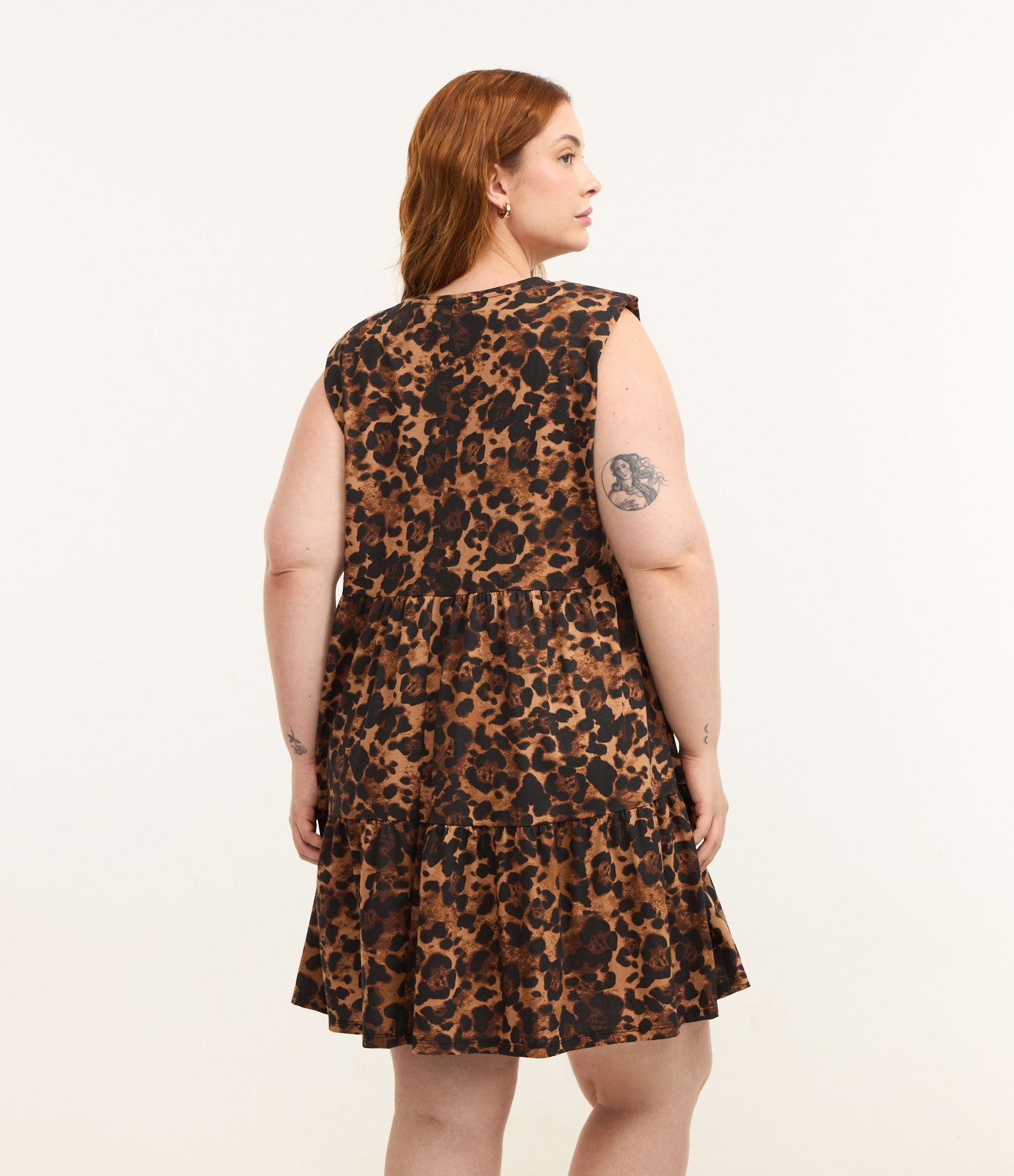 Vestido Curto Muscle Tee em Algodão com Estampa Animal Print Onça Curve & Plus Size Marrom 4