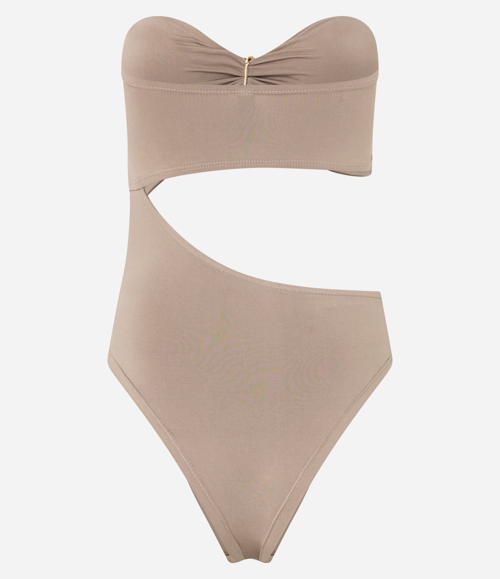 Body em Microfibra com Decote Coração e Aviamento Bege 6