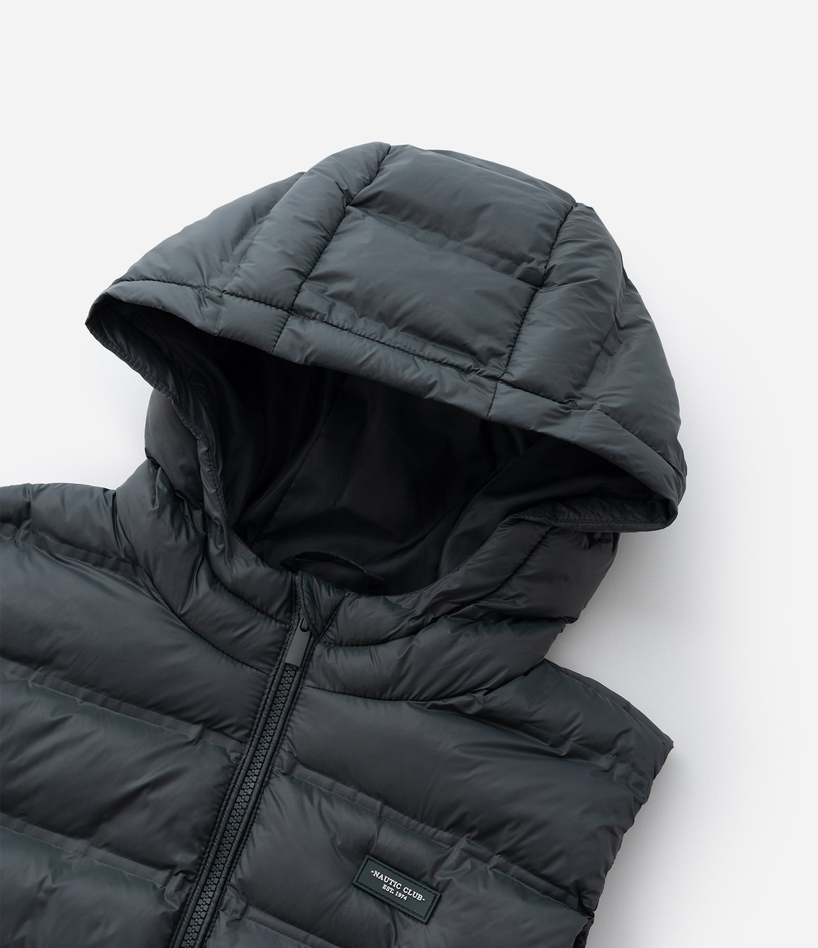 Colete Infantil com Capuz e Zíper Frontal - Tam 5 A 14 Anos Preto 9