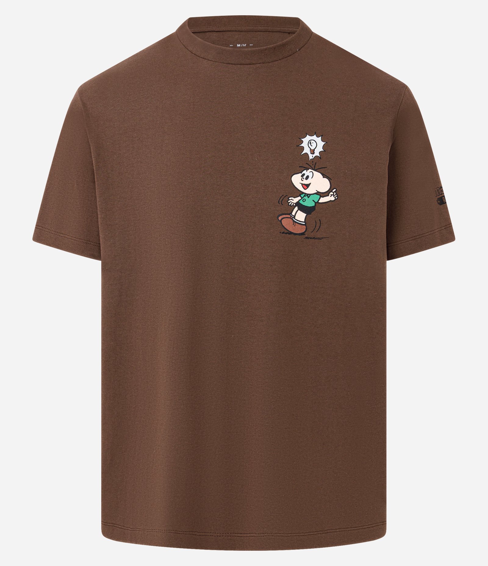 Camiseta Regular em Algodão com Estampa Plojetos Secletos Cebolinha Marrom 5