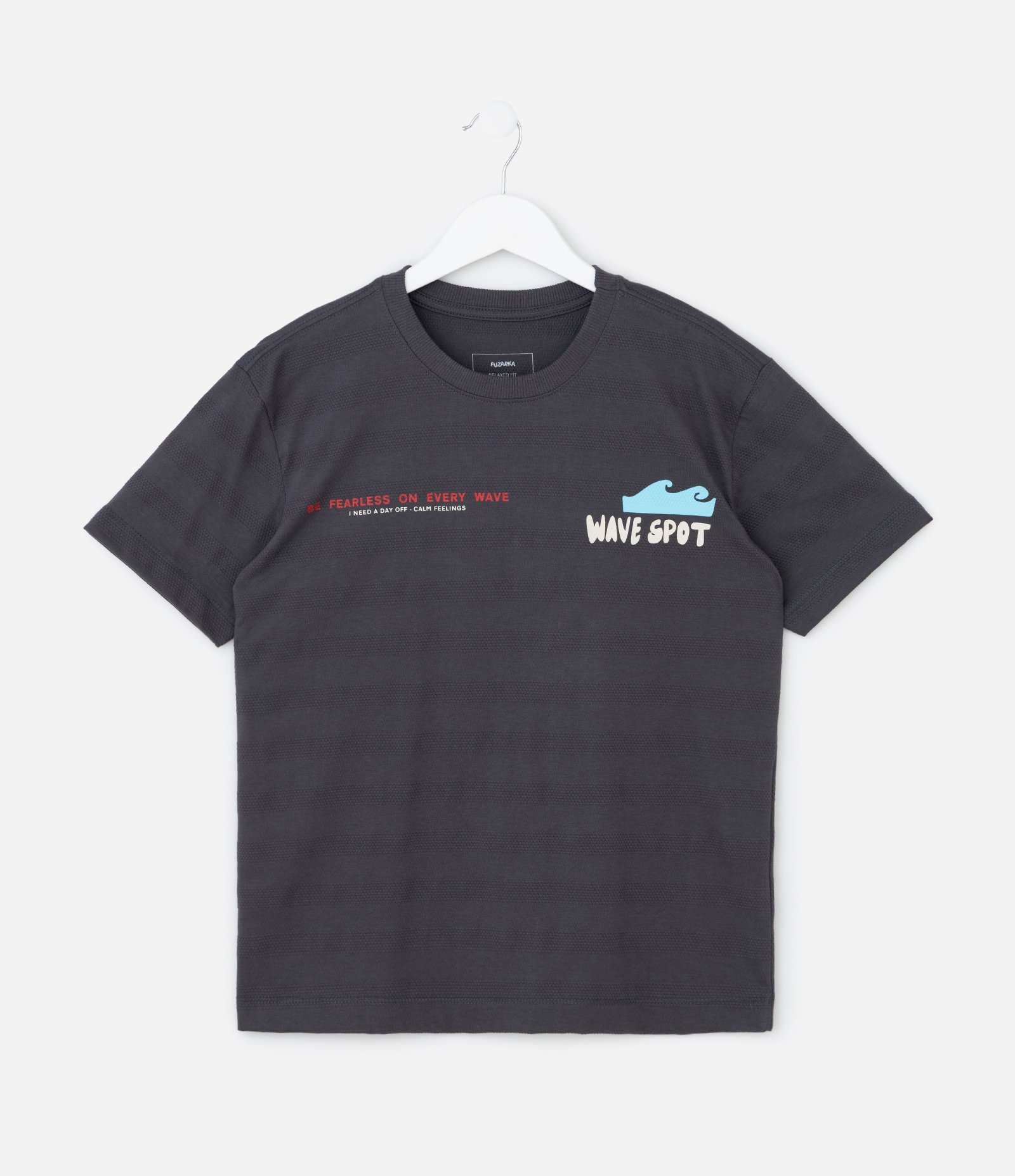 Camiseta Infantil com Estampa de Surf Texturizada - Tam 5 a 14 Anos Cinza 1