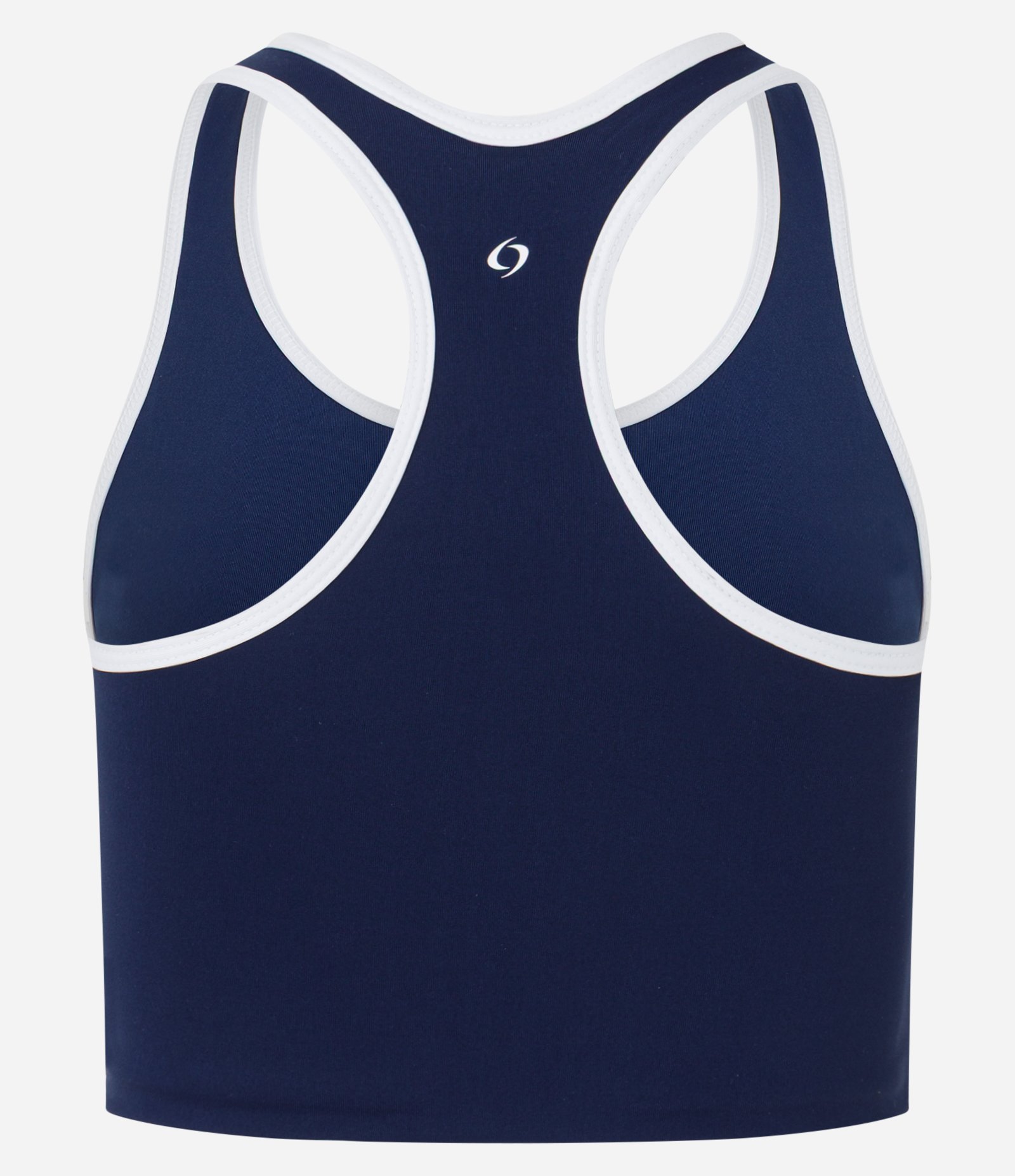 Top Esportivo Nadador sem Bojo em Microfibra com Frisos Contrastantes Azul Marinho 2